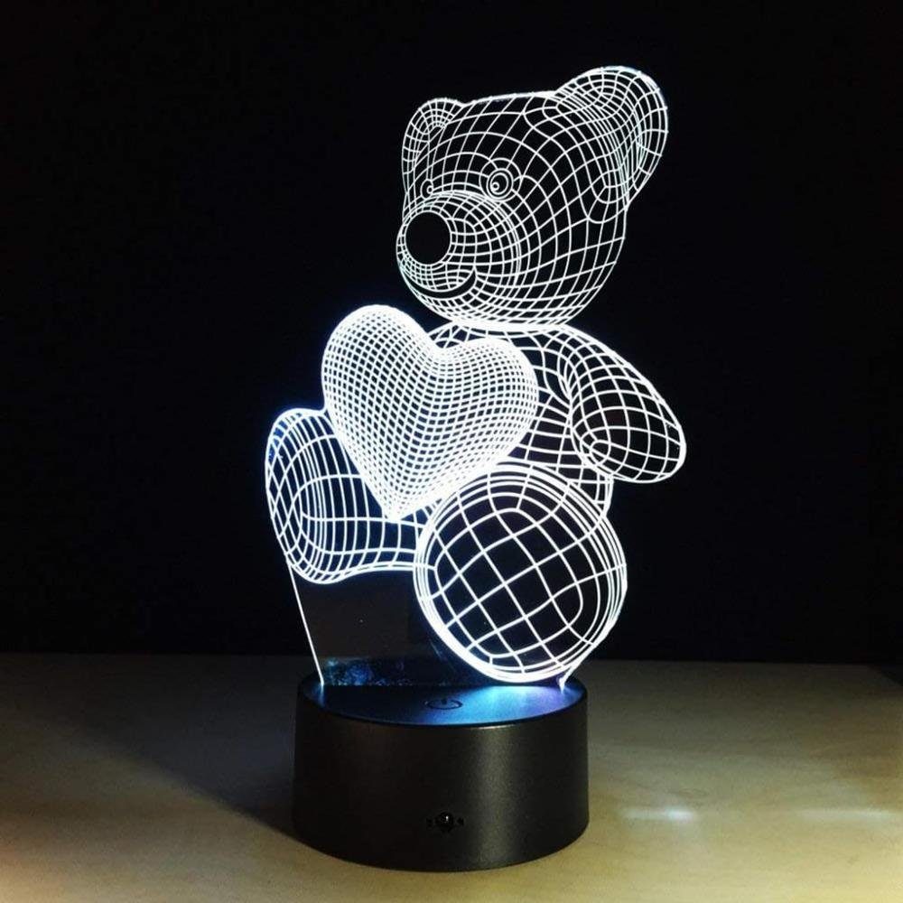 GelldG LED Nachtlicht 3D Illusion Lampe, 3D Nachtlicht mit 7 Farben Ändern