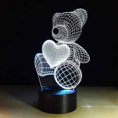 GelldG LED Nachtlicht 3D Illusion Lampe, 3D Nachtlicht mit 7 Farben Ändern, Teddybär