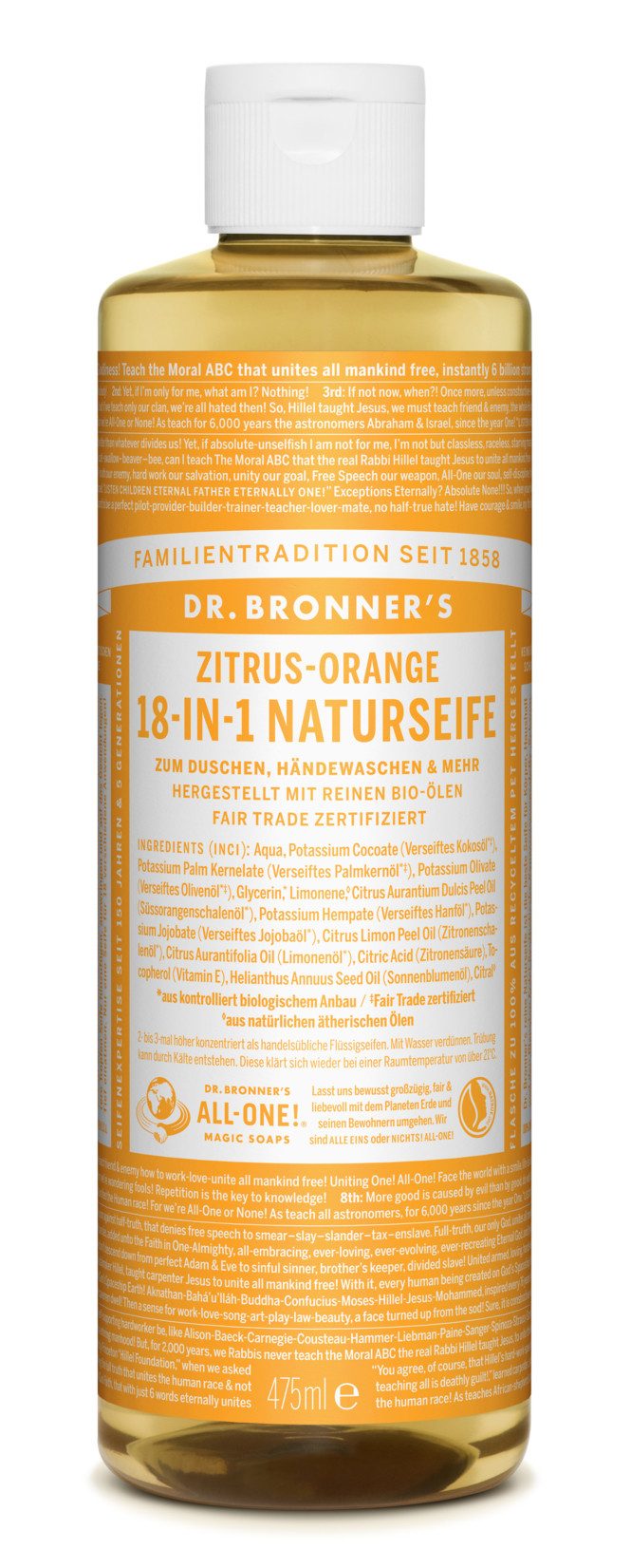 Dr. Bronners Flüssigseife Dr. Bronner's Flüssigseife Zitrus Orange 475 ml