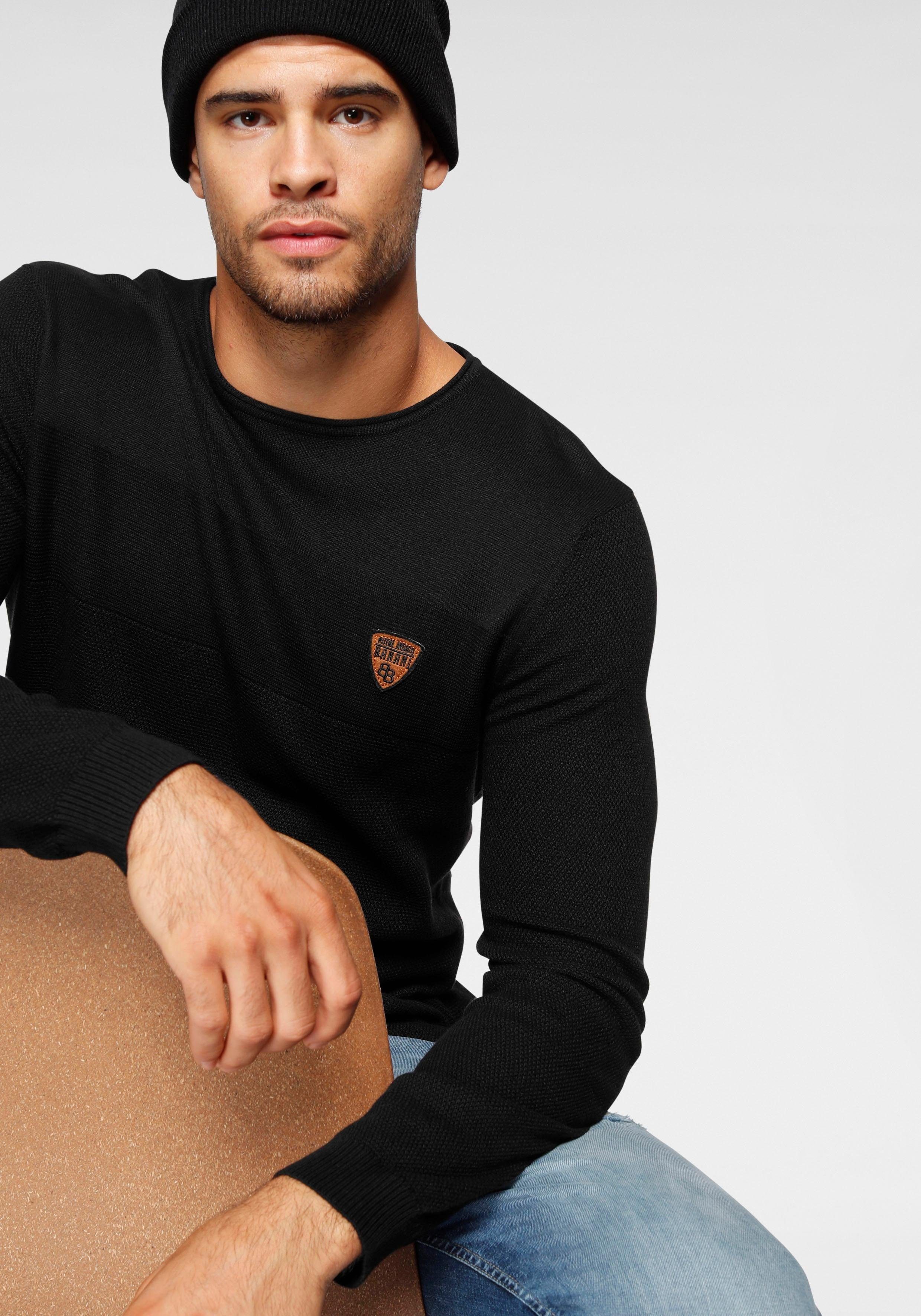 Bruno Banani Rundhalspullover in modischer Strickoptik