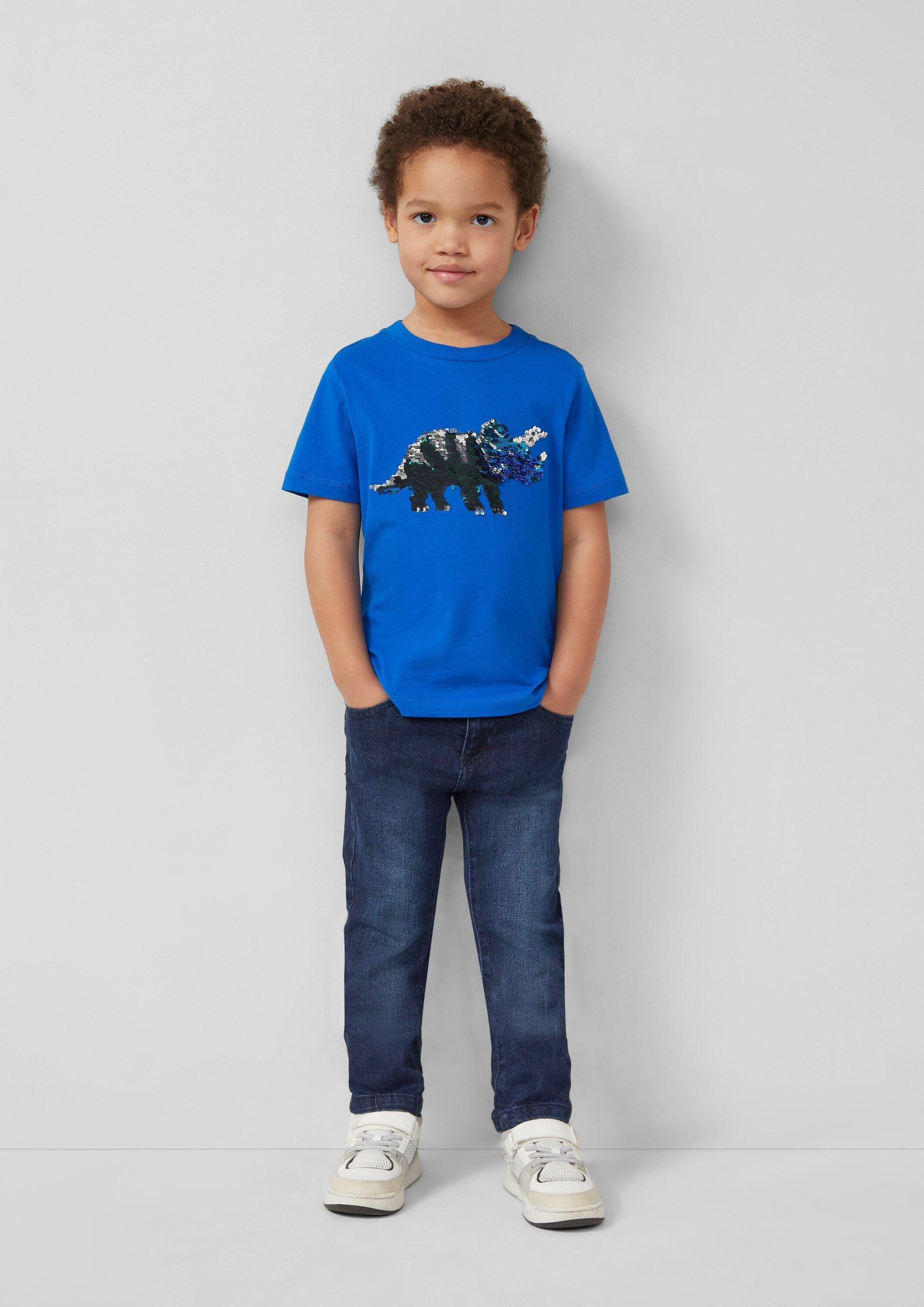 s.Oliver Kurzarmshirt T-Shirt T-Shirt mit Wendepailletten-Dino