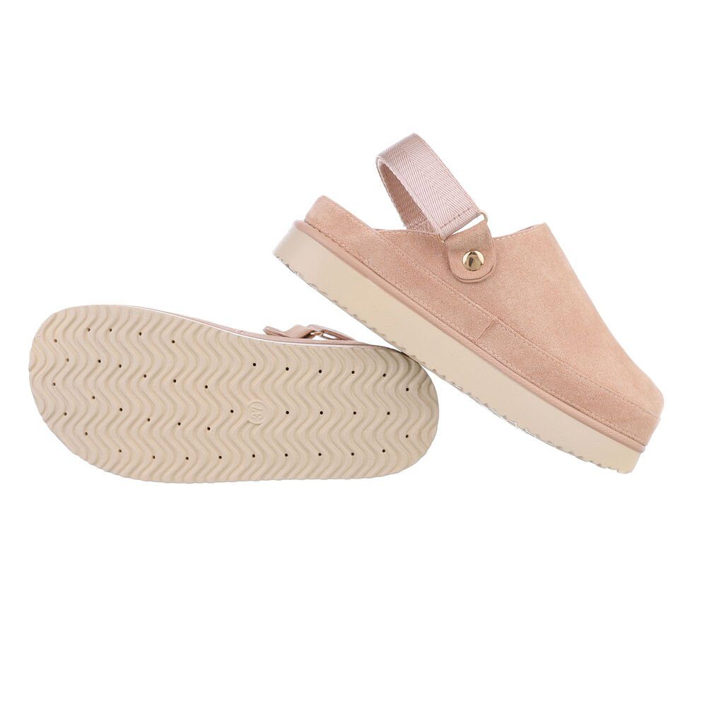 Ital-Design Komfortable Freizeit-Schuhe im modernen Design Plateausandaletten (85867665) Flach Pantoletten in Altrosa