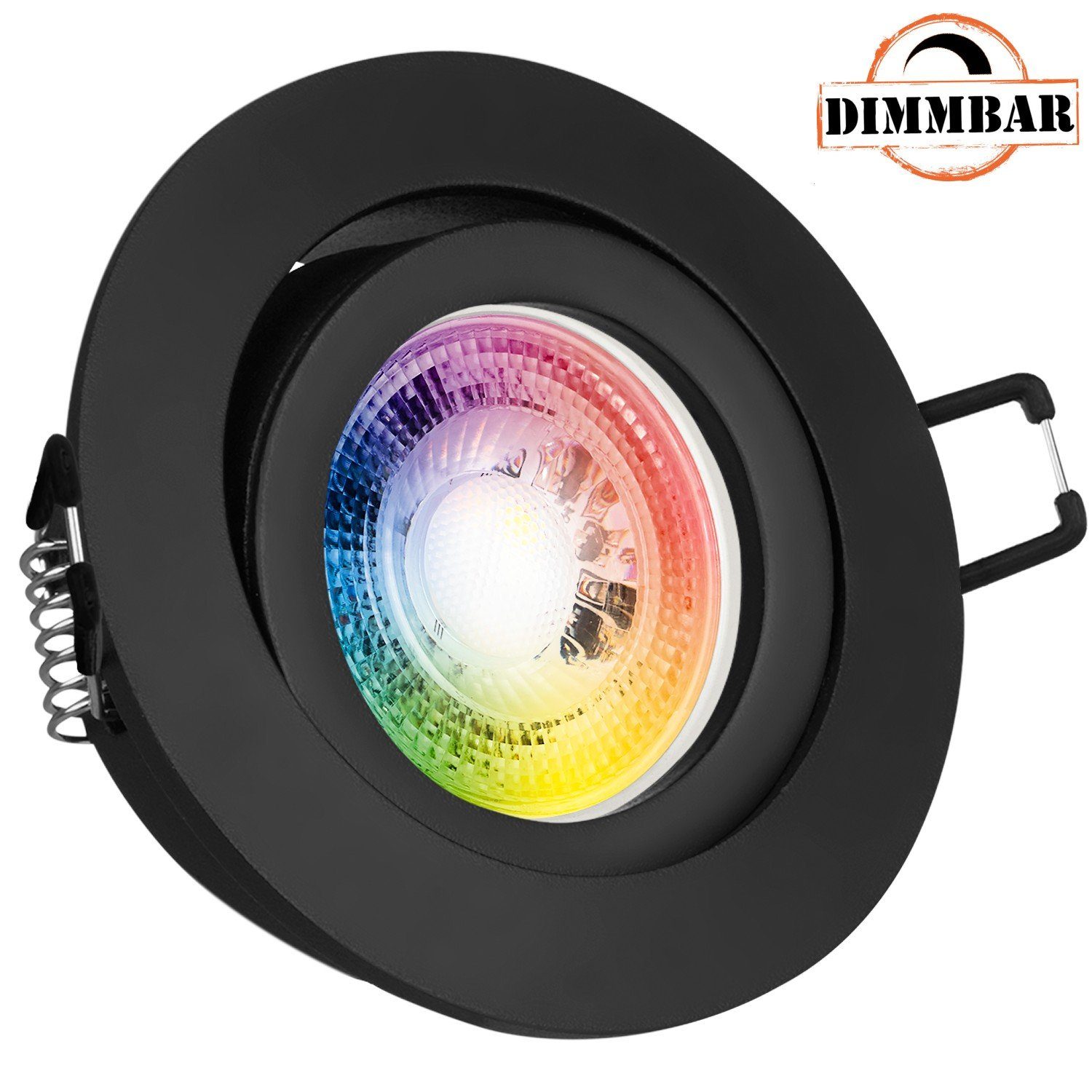 LEDANDO LED Einbaustrahler RGB LED Einbaustrahler Set GU10 in schwarz matt mit 3W LED von LEDANDO