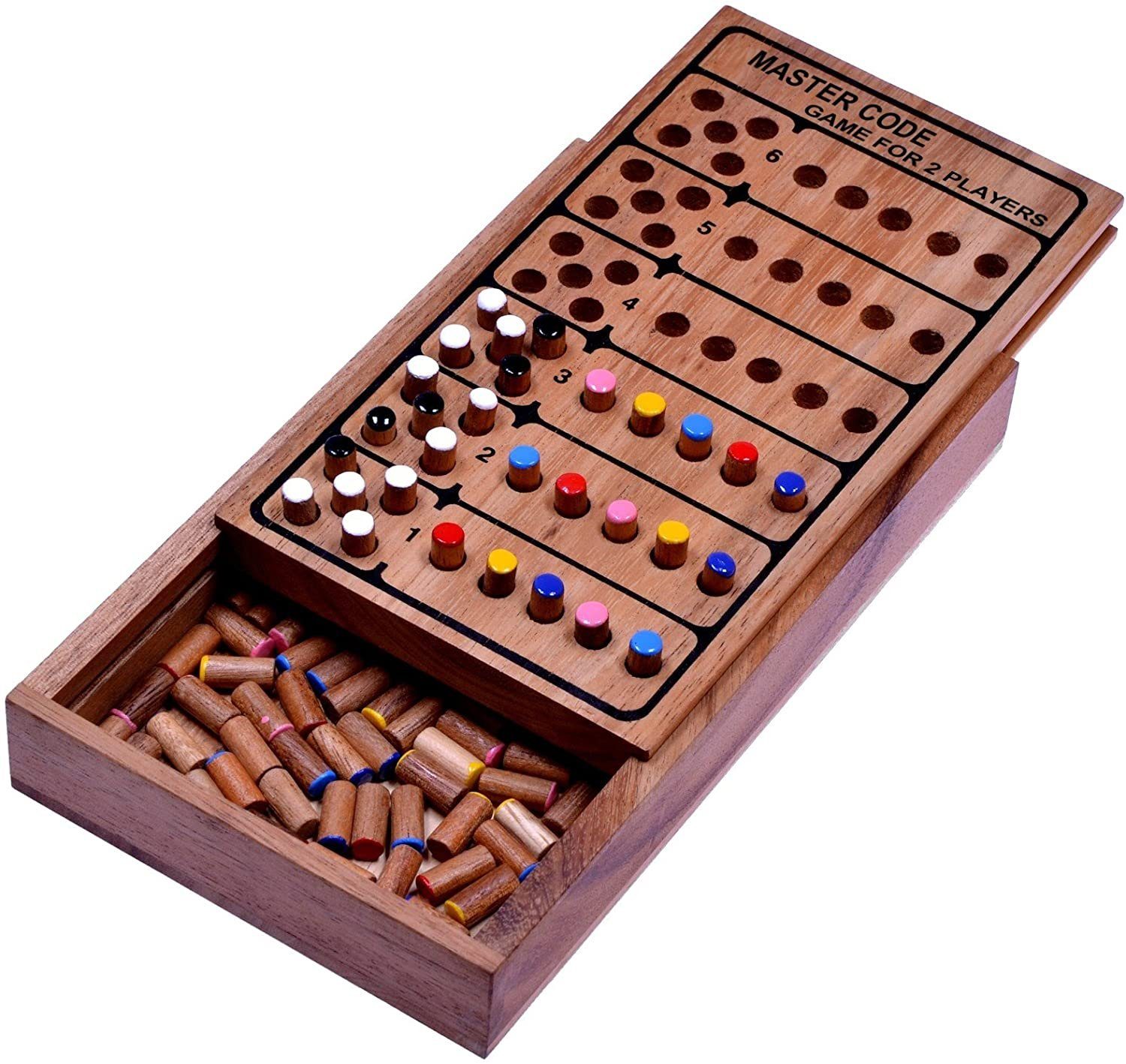 LOGOPLAY Spiel Code Finder, Gesellschaftsspiel, Code Finder – Logik- und Denkspiel aus edlem Samena-Holz für 2 Spieler