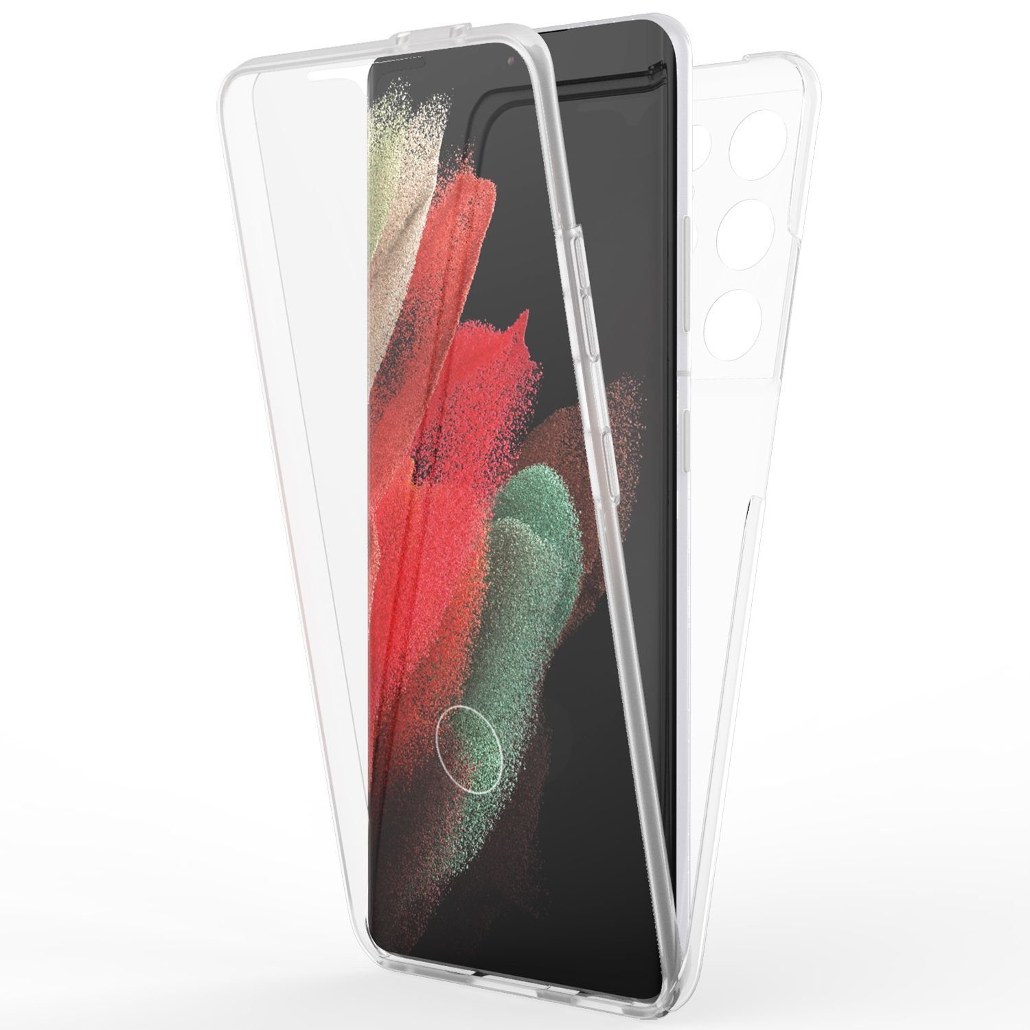 Nalia Smartphone-Hülle Samsung Galaxy S21 Ultra, Klare 360 Grad Hülle / Rundumschutz / Transparent / Displayschutz Case