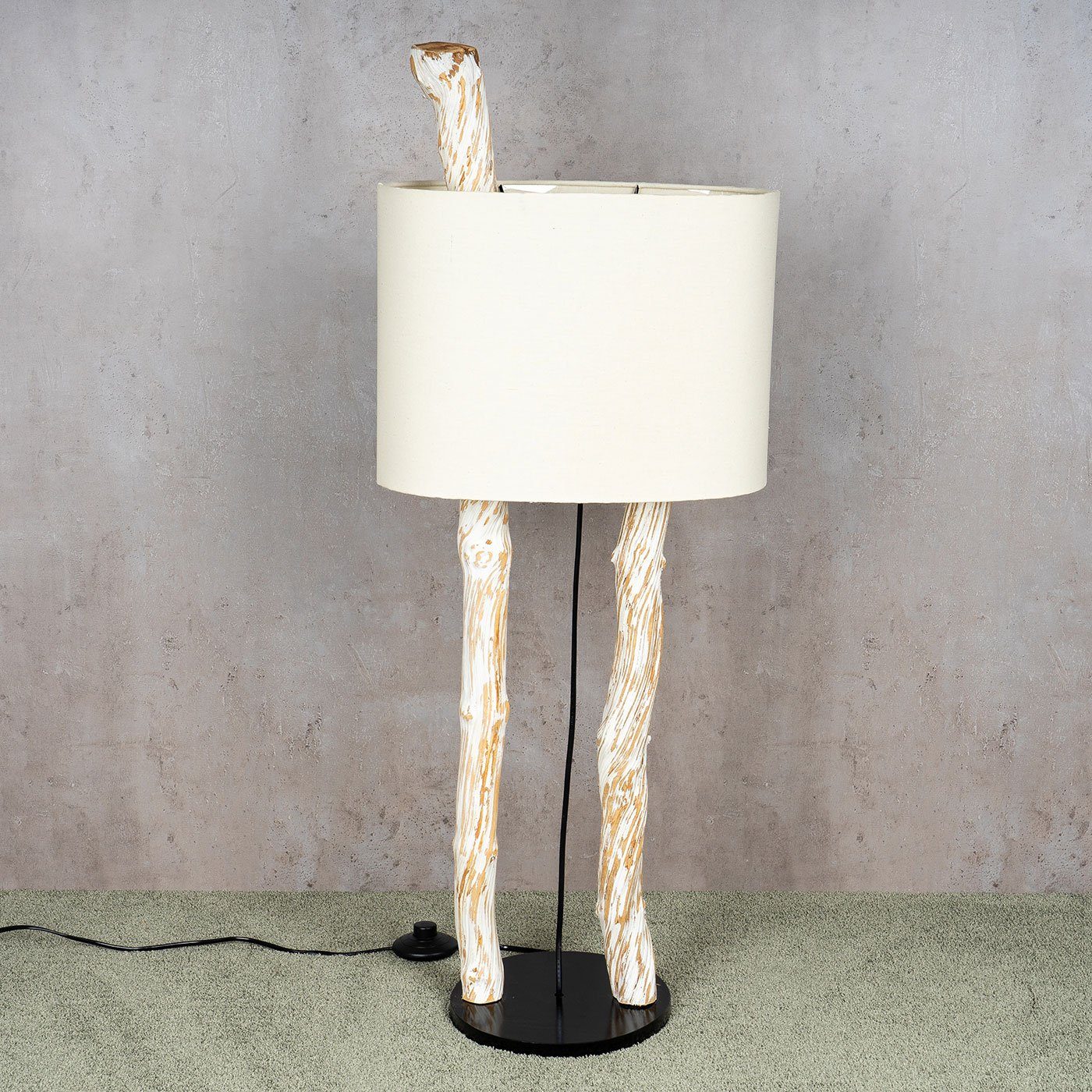 Weiß Stehlampe 95cm Levandeo® Teakholz Stehleuchte Holz Stehlampe, Lampe Höhe Treibholz