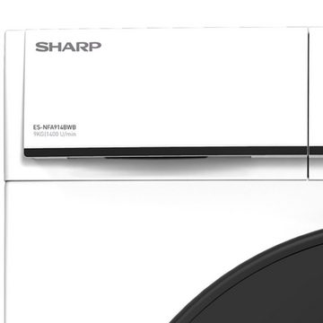 Sharp Waschmaschine weiss ES-NFA914BWB-DE, 9,00 kg, 1400 U/min, ВсеrgySmart, AquaStop, WaveCabinet, Kindersicherung