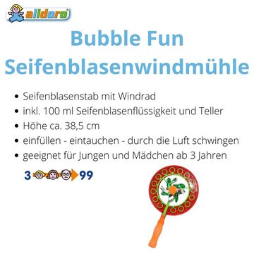 alldoro Seifenblasenstab 63061, orange Seifenblasen Windmühle, mit 100 ml Lauge