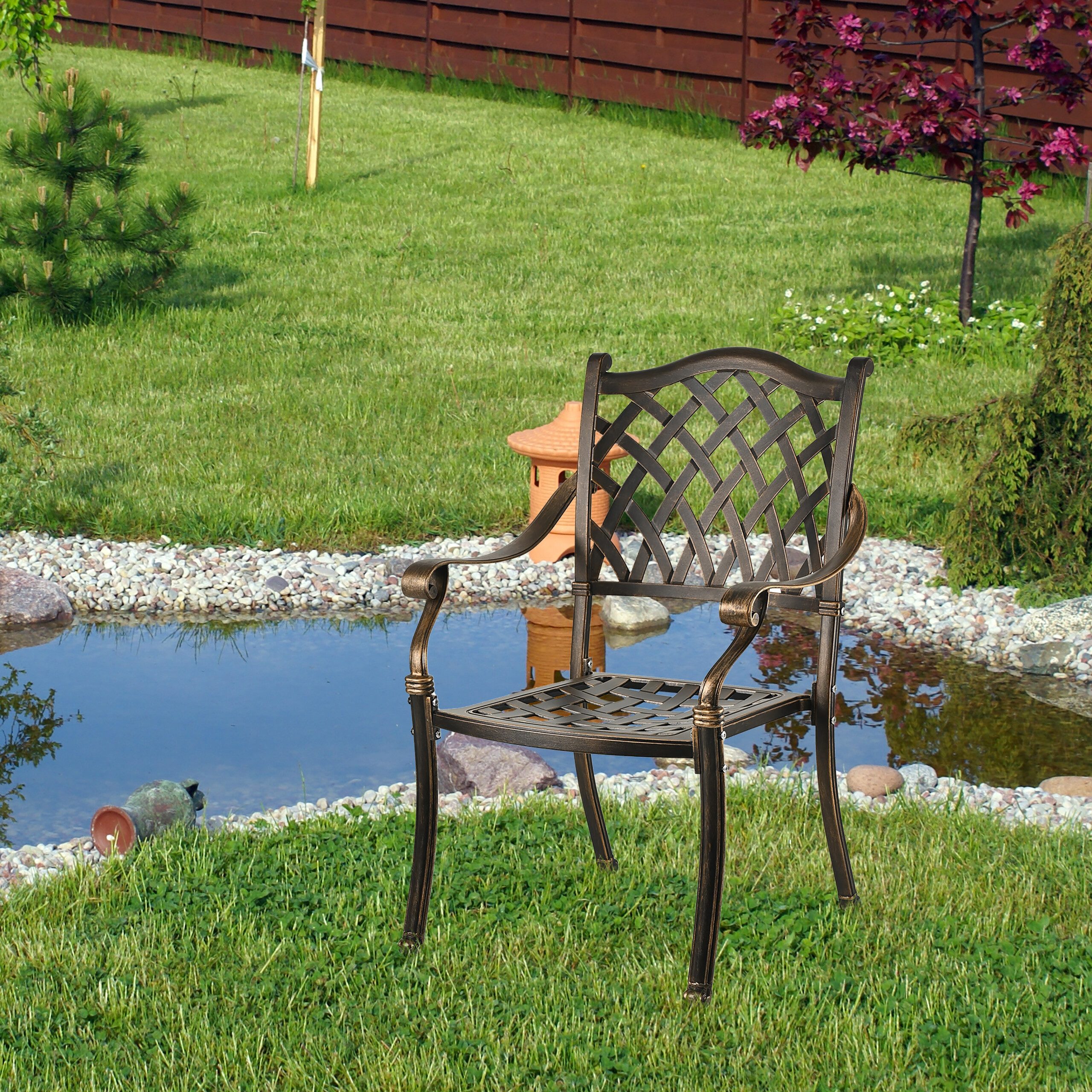 relaxdays Gartenstuhl Antiker Gartenstuhl aus Metall 2er Set, Schwarz-Bronze