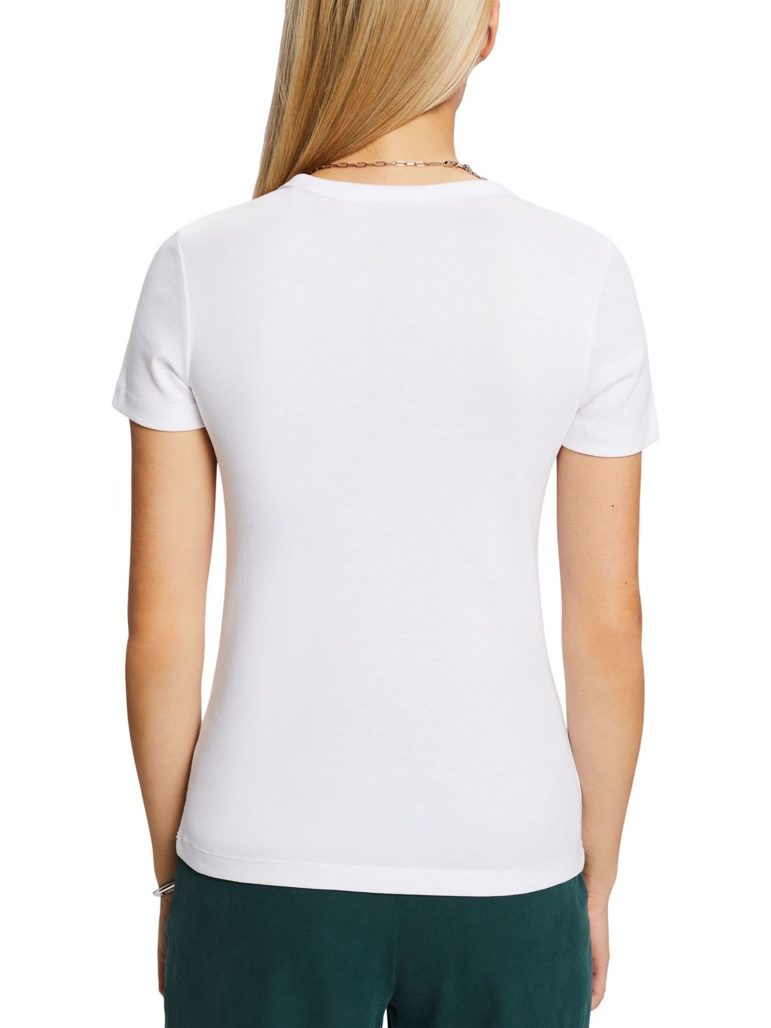 WHITE Baumwoll-T-Shirt (1-tlg) Esprit T-Shirt Kurzärmliges