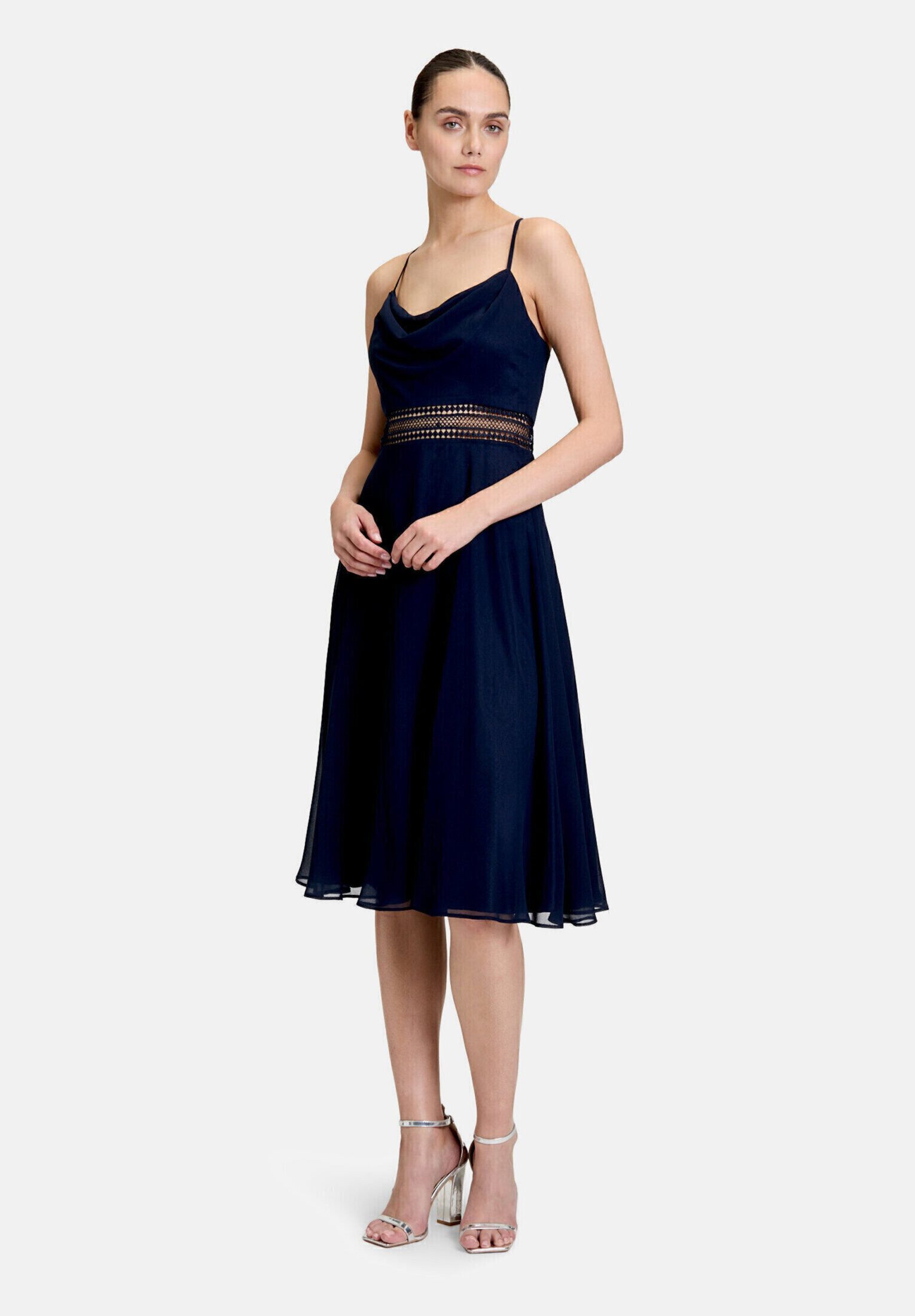 Vera Mont Cocktailkleid Damen mit Wasserfallausschnitt Stickerei