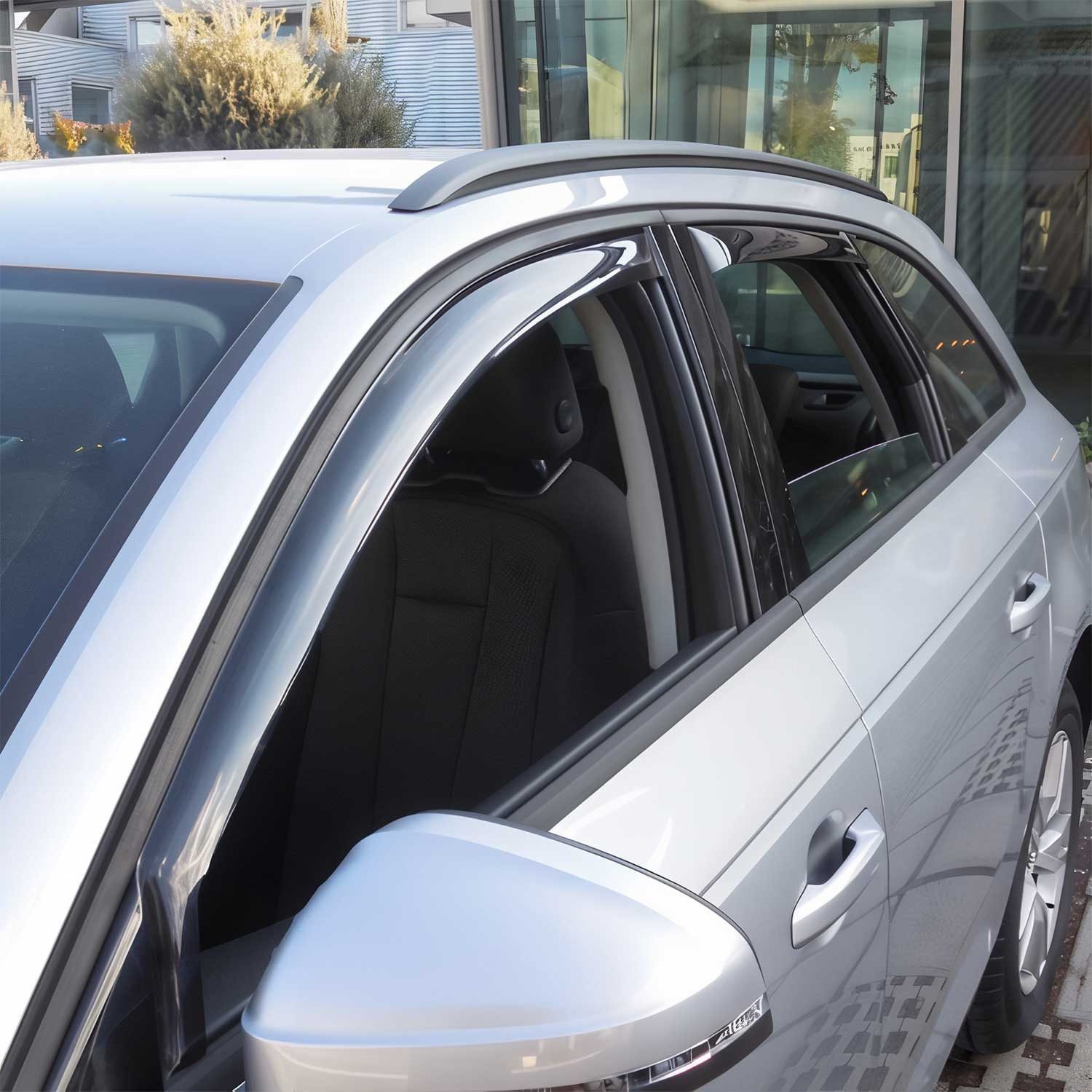 OMAC Lüftungsgitter Windabweiser für Audi A4 Allroad B9 2016-2024 Kunststoff Schwarz, Aerodynamisch, Einfache Montage, Waschstraßenfest