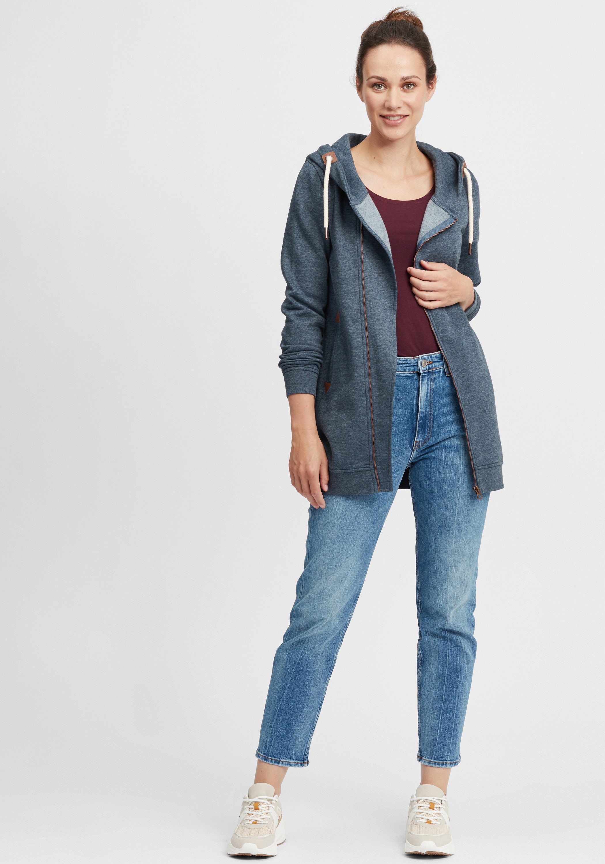 OXMO Kapuzensweatjacke OXVicky Sweatshirtjacke mit asymmetrischen Reißversc günstig online kaufen