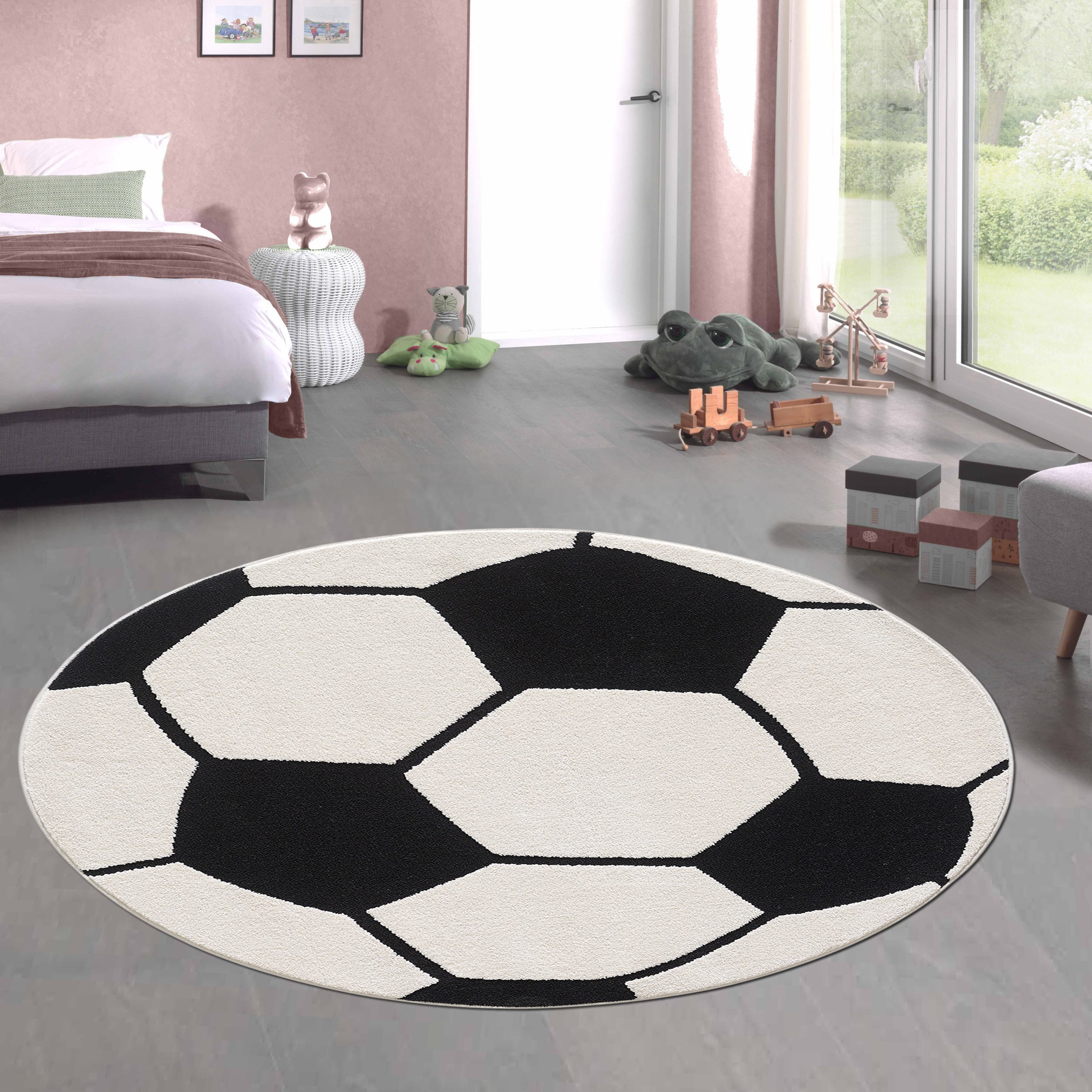 Carpetia Kinderteppich Runder Fußball-Teppich Kinderzimmer & Spielzimmer in günstig online kaufen