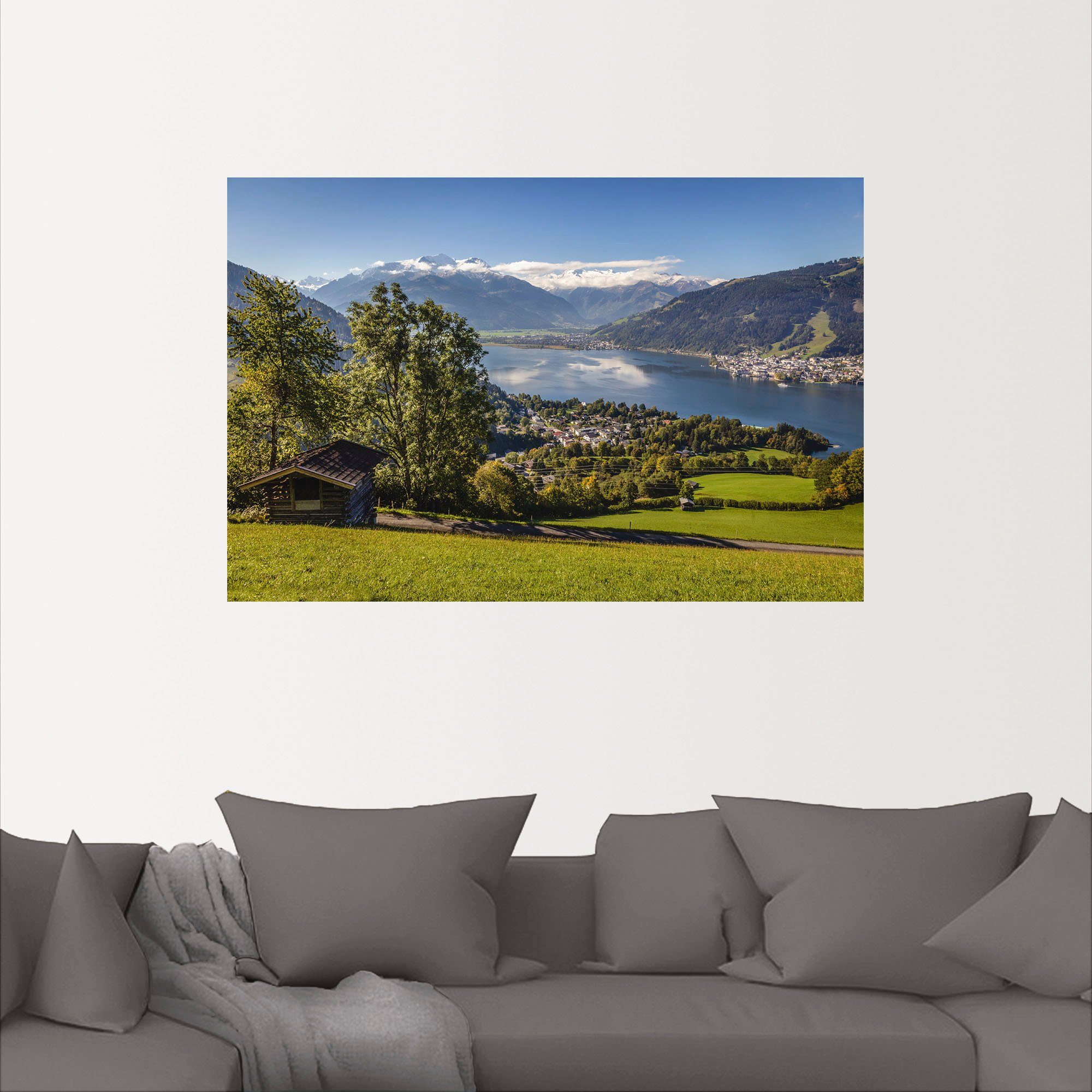 Artland Wandbild Blick Alpenbilder den oder & Leinwandbild, Größen (1 St), als Berge Alubild, Poster auf versch. in See, Wandaufkleber Zeller