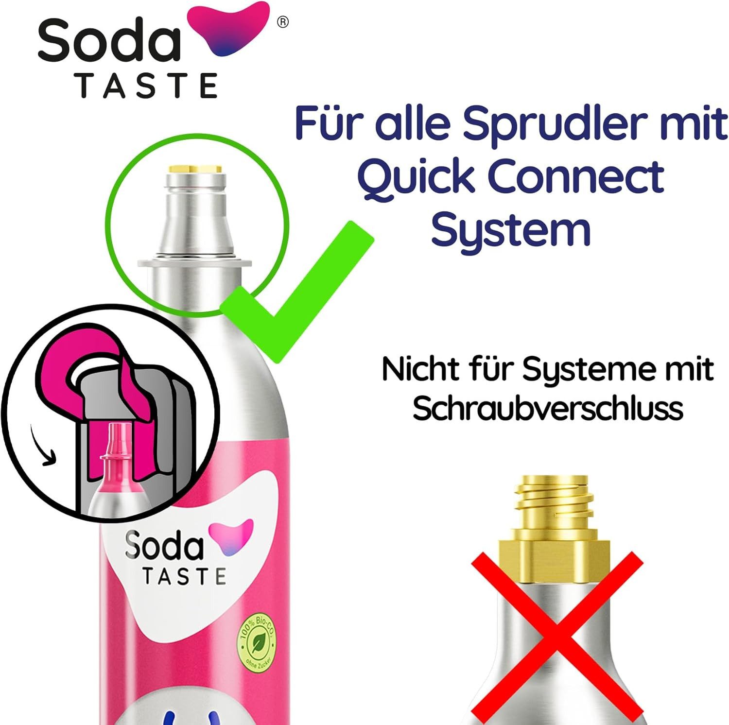 SodaTASTE CO₂-Zylinder CO₂-Zylinder Quick-Zylinder 2er-Pack - kaufen, 2x Quick CO2-Zylinder, biogenes CO2, bis 120L, Quick-Connect – Bild 4 von 4