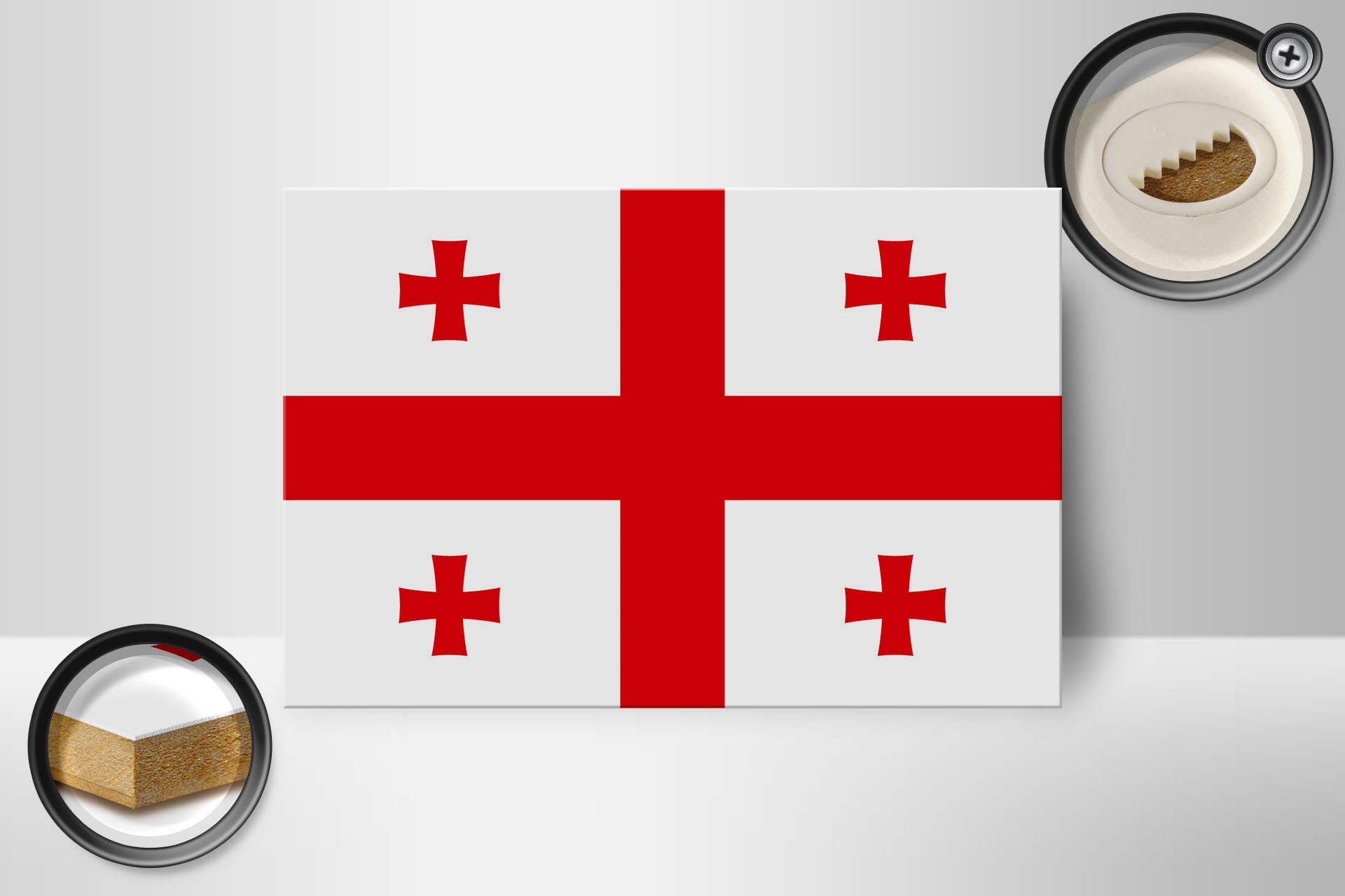 Femer GmbH Holzbild Flagge Georgiens 18x12 cm Flag of Georgia, Flaggen (1 St), Glatte Holzfaserplatte (MDF), vorn beschichtet
