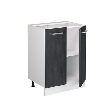 Livinity® Unterschrank Küchenschrank R-Line 60 cm Weiß Schwarz Beton