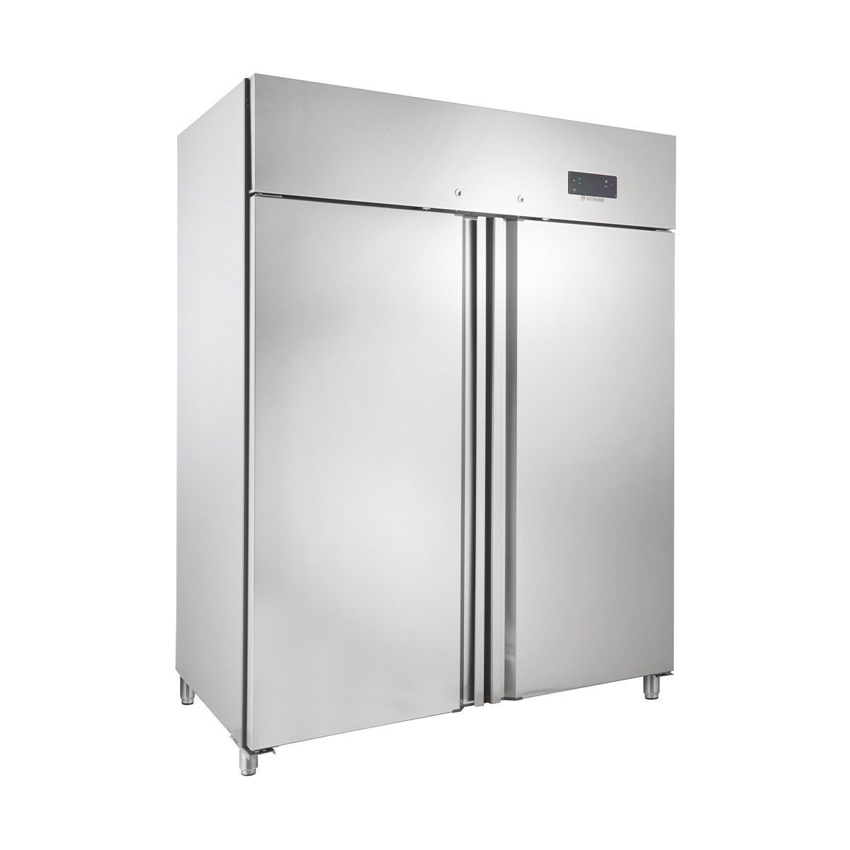 GastroHero Gefrierschrank Tiefkühlschrank 1350 L Edelstahl mit 2 Türen GN 2/1 Gastro Imbiss GNH1410BTM, 201 cm hoch, 148 cm breit, Digitale Temperaturkontrolle, langlebiger Kompressor, LED-Beleuchtung