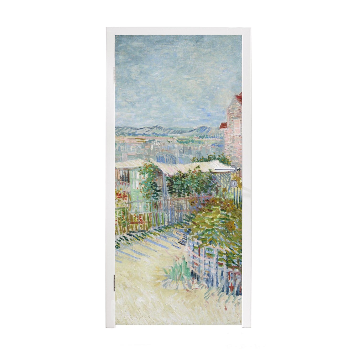 MuchoWow Türtapete Montmartre: hinter der Mühle von Galette - Vincent van Gogh, Matt, bedruckt, (1 St), Fototapete für Tür, Türaufkleber, 75x205 cm