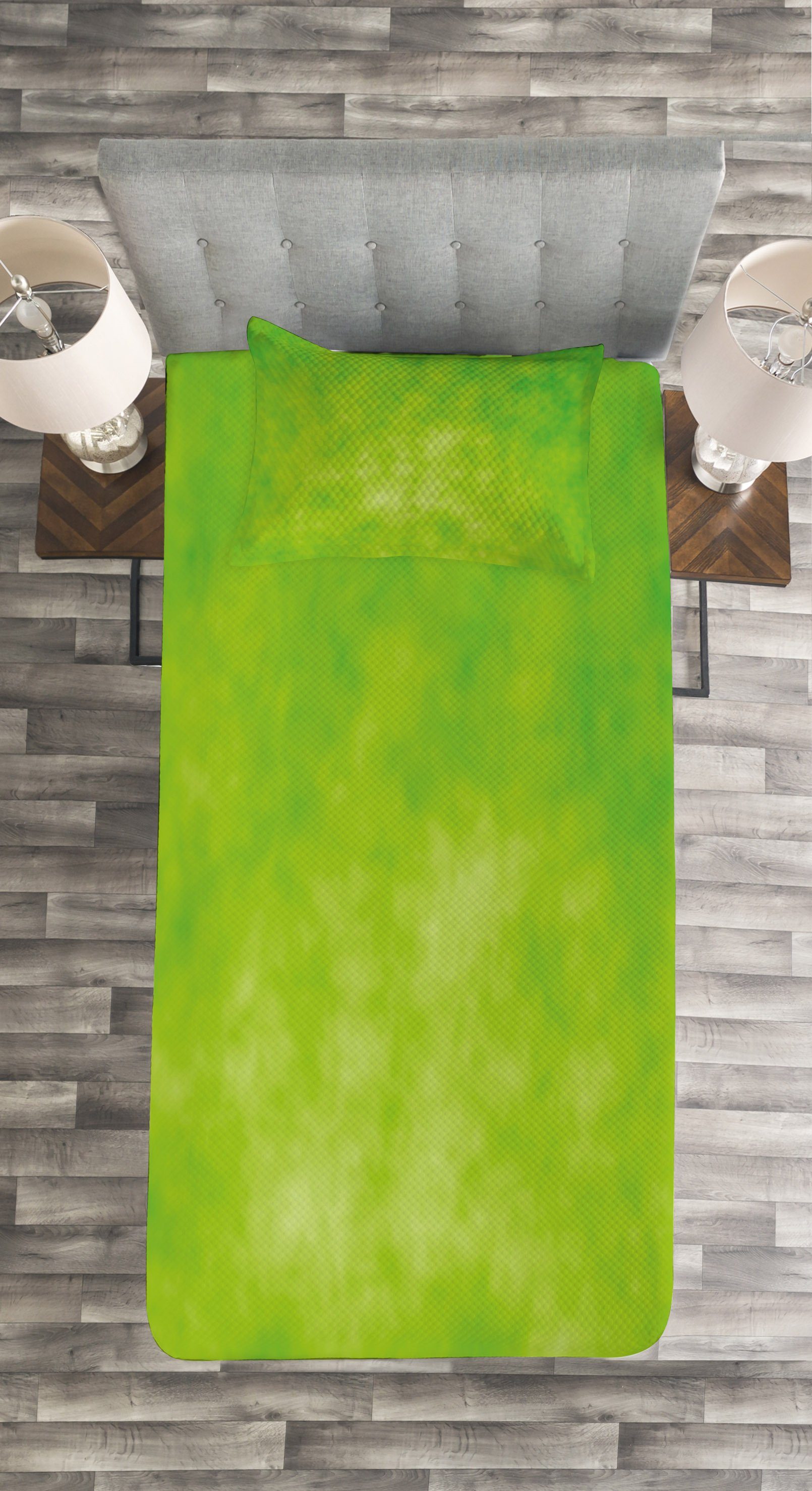 Bewölkt Tagesdecke Abakuhaus, Waschbar, Lime Kissenbezügen Shade Color Green mit Set