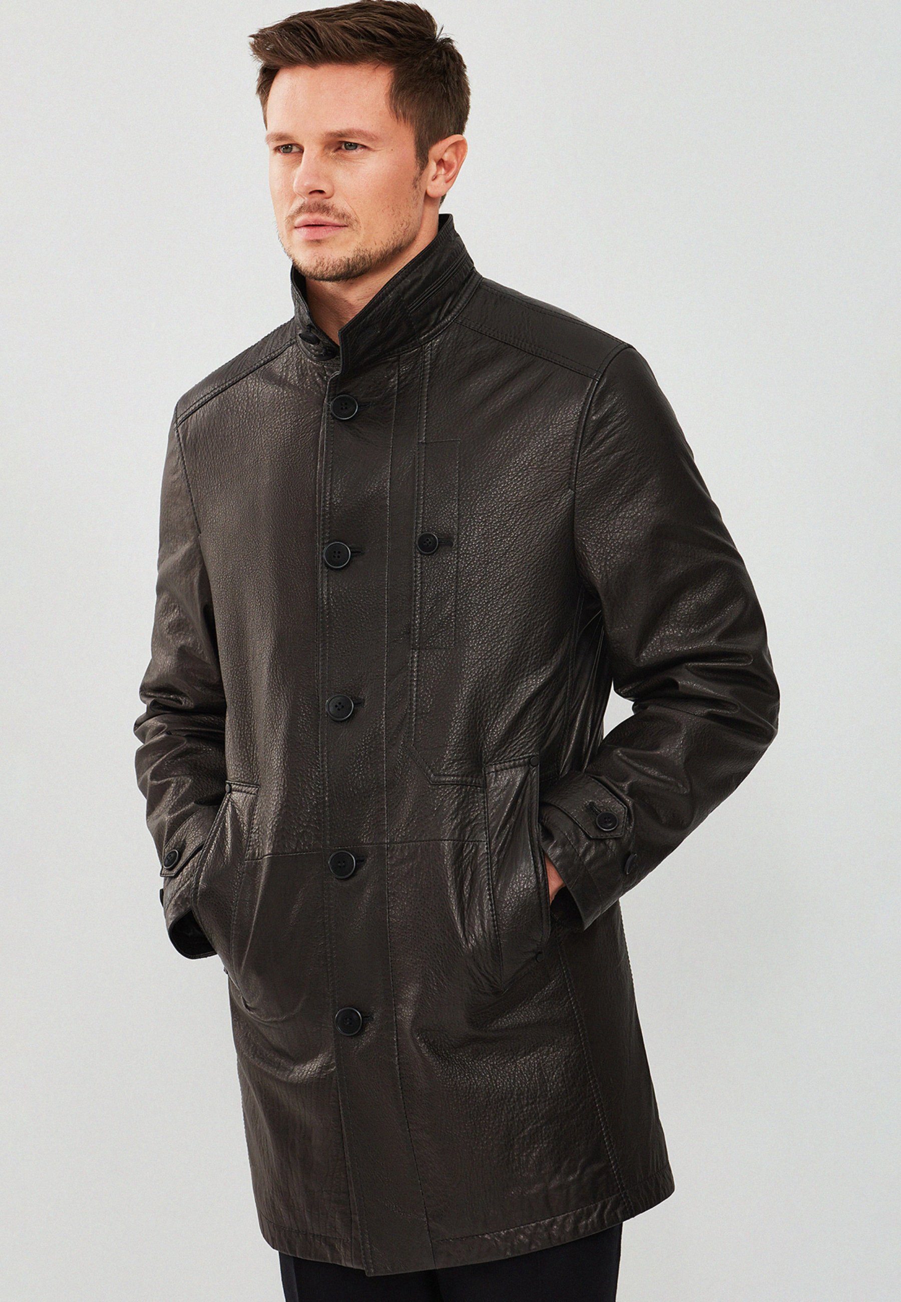 Derimod Lederjacke Ederson Langer Ledertrenchcoat Regular Fit, Knopfverschl günstig online kaufen