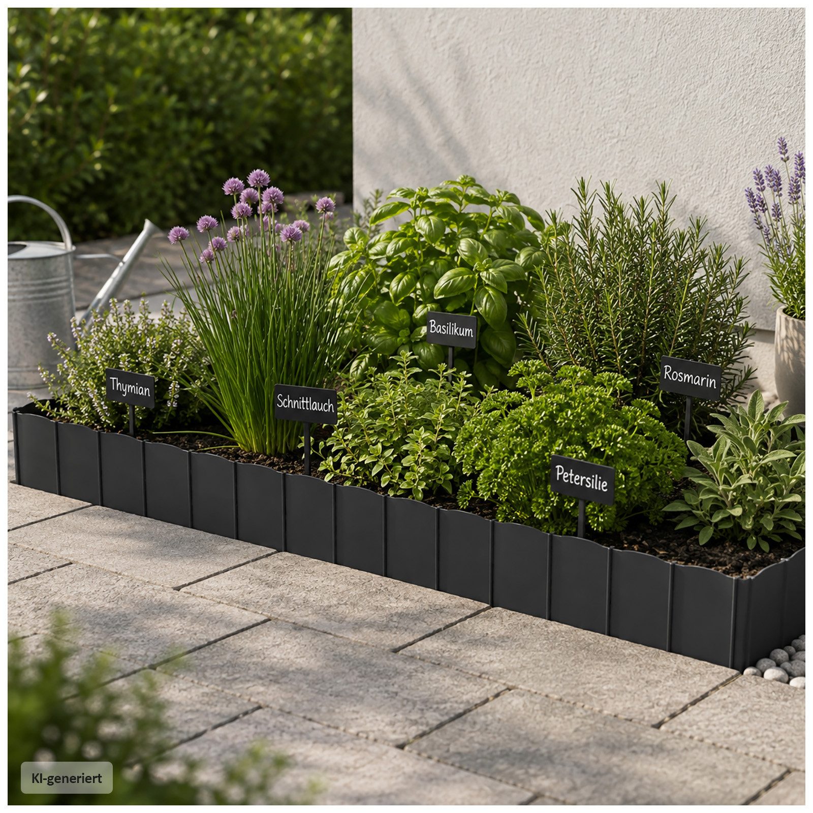 HTI-Living Beetumrandung Beetumrandung Nessa Wave 24-teilig Schwarz, LxH: 16x14 cm, Set, 24 Module, Beetbegrenzung Beeteinfassung