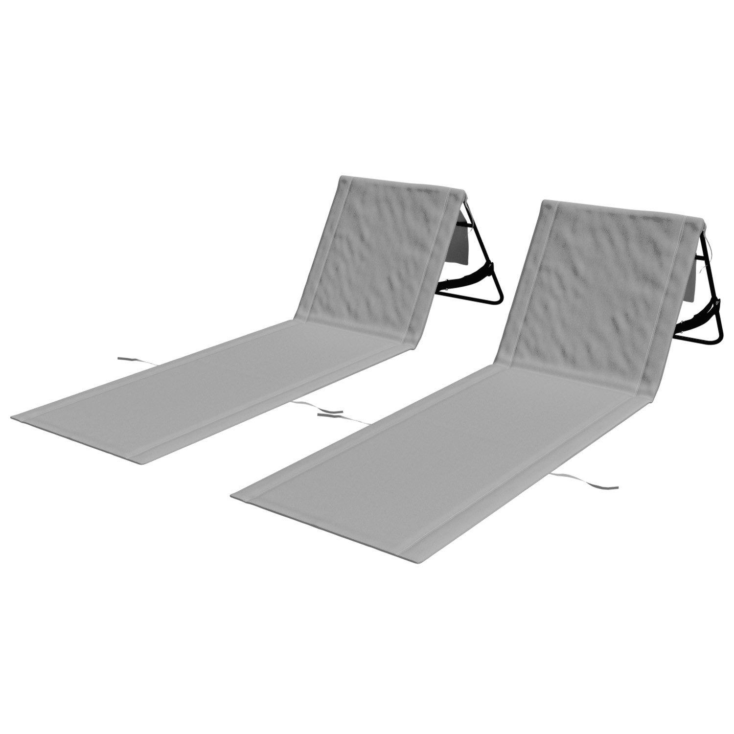 24Move Strandtuch, Strandmatte Set, Klappbare Campingliege, Tragetasche, (für Urlaub oder Garten), faltbar zur Tasche und Gurt, 2er Set, grau, Strandtuch