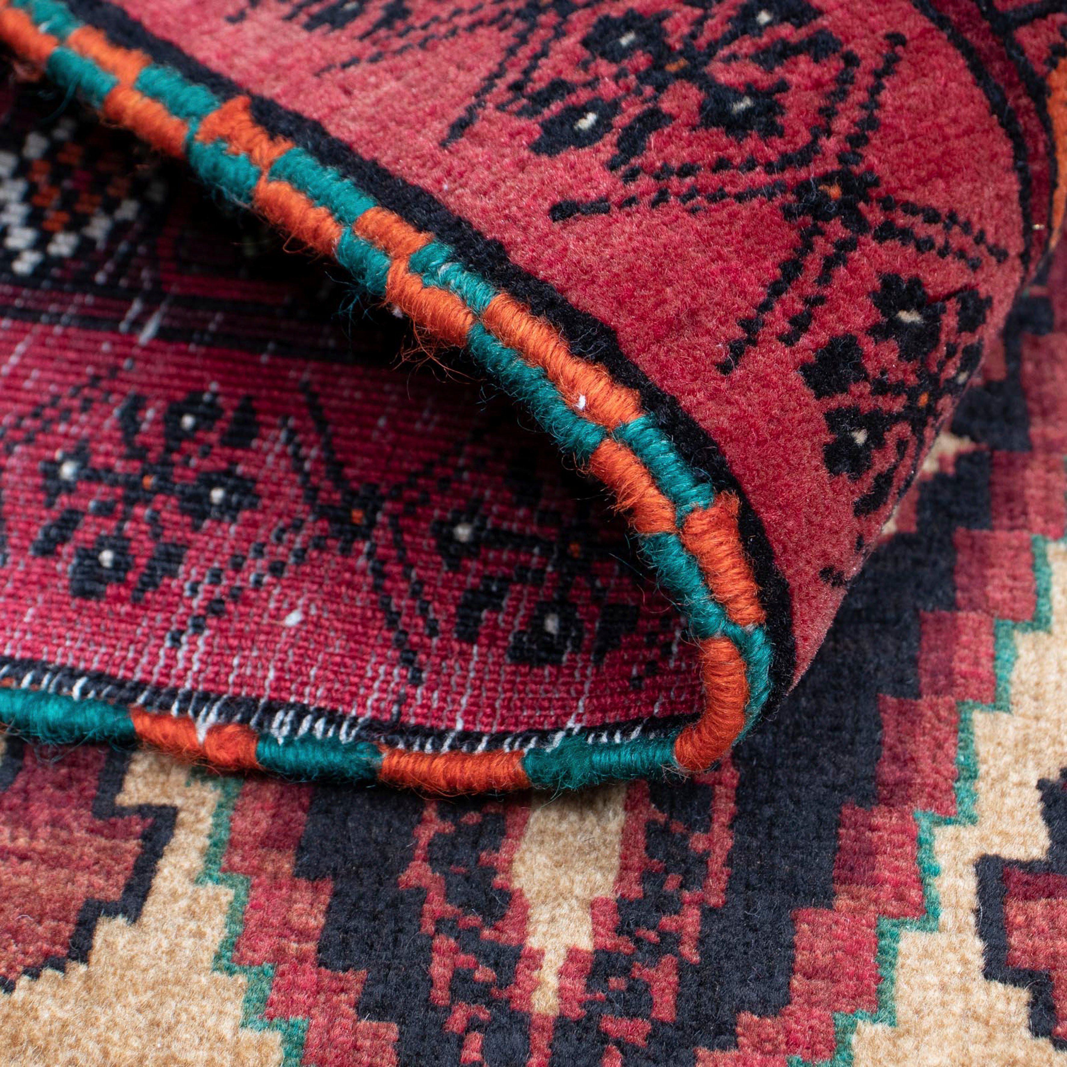 Orientteppich Belutsch - - Handgeknüpft, mit morgenland, Höhe: mm, Wohnzimmer, Zertifikat 8 rechteckig, 82 dunkelrot, 135 Einzelstück x cm