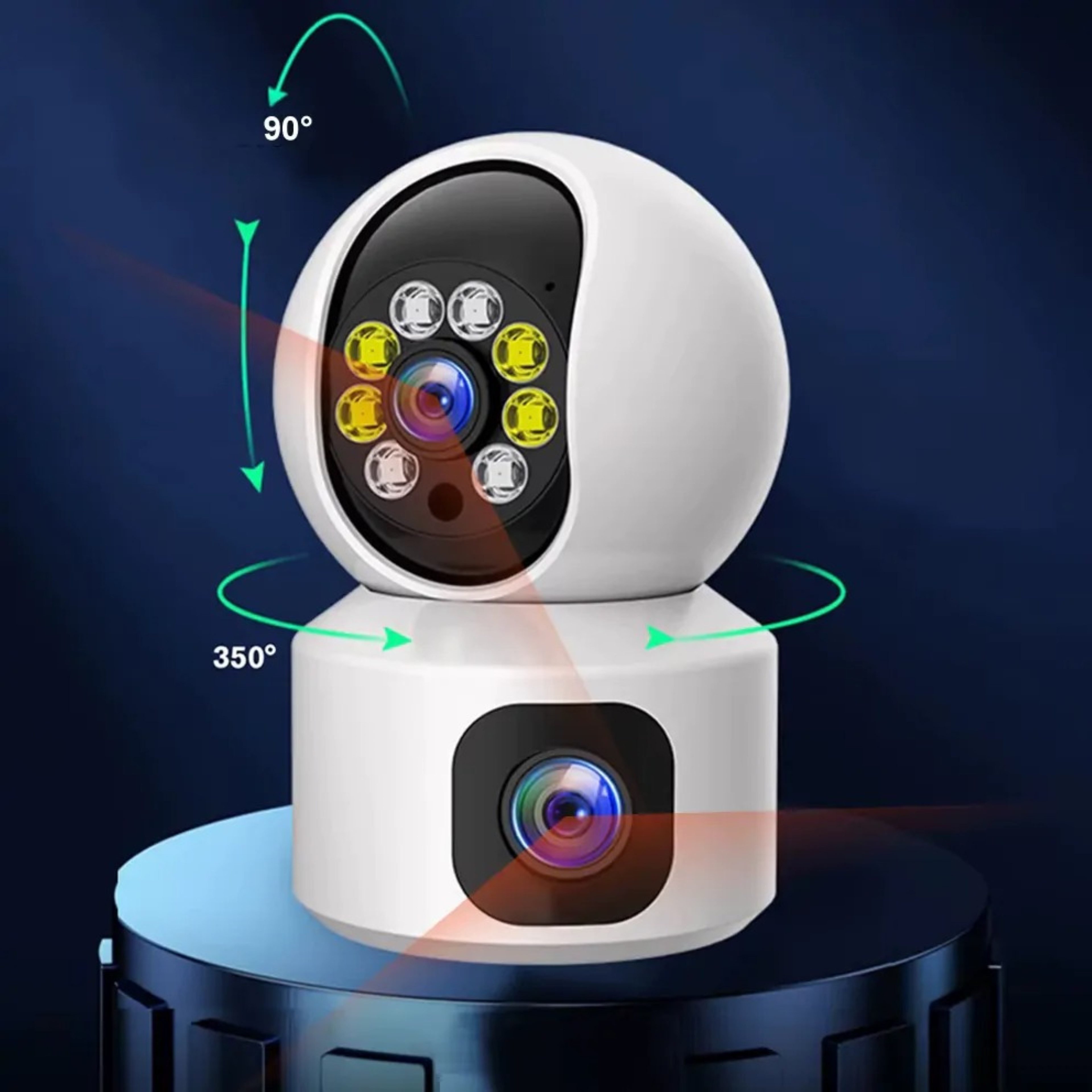 HURTNET Video-Babyphone Doppelte WiFi Kamera HD Zoom Nachtsicht Babymonitor Überwachung, Überwachungskamera-Set für Innenräume mit Montagezubehör, Komplett-Set mit Kamera, USB-Kabel, Halterung und Zubehör, Drehbare WiFi-Kamera mit HD-Auflösung und Zweiweg-Audio