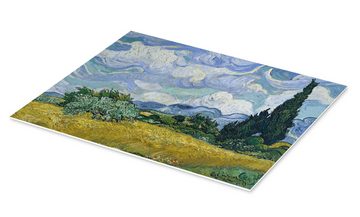 Posterlounge Forex-Bild Vincent van Gogh, Weizenfeld mit Zypressen, 1889, Wohnzimmer Mediterran Malerei