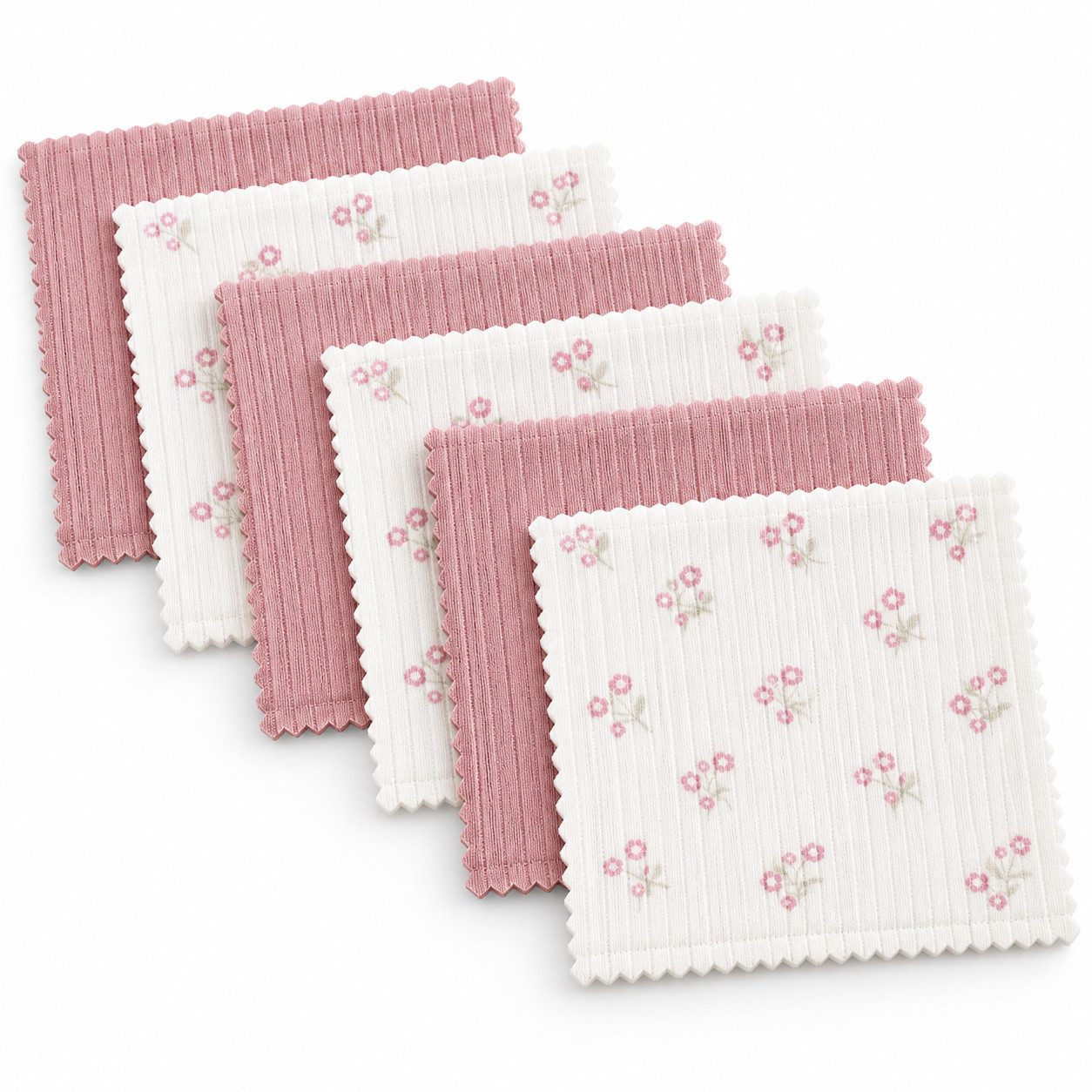bistyle Spucktuch BabySpucktücher 6er Set, 20x20 cm, Bio-Baumwolle, kleinen Motiven, (6er Pack, 6-tlg), Basic