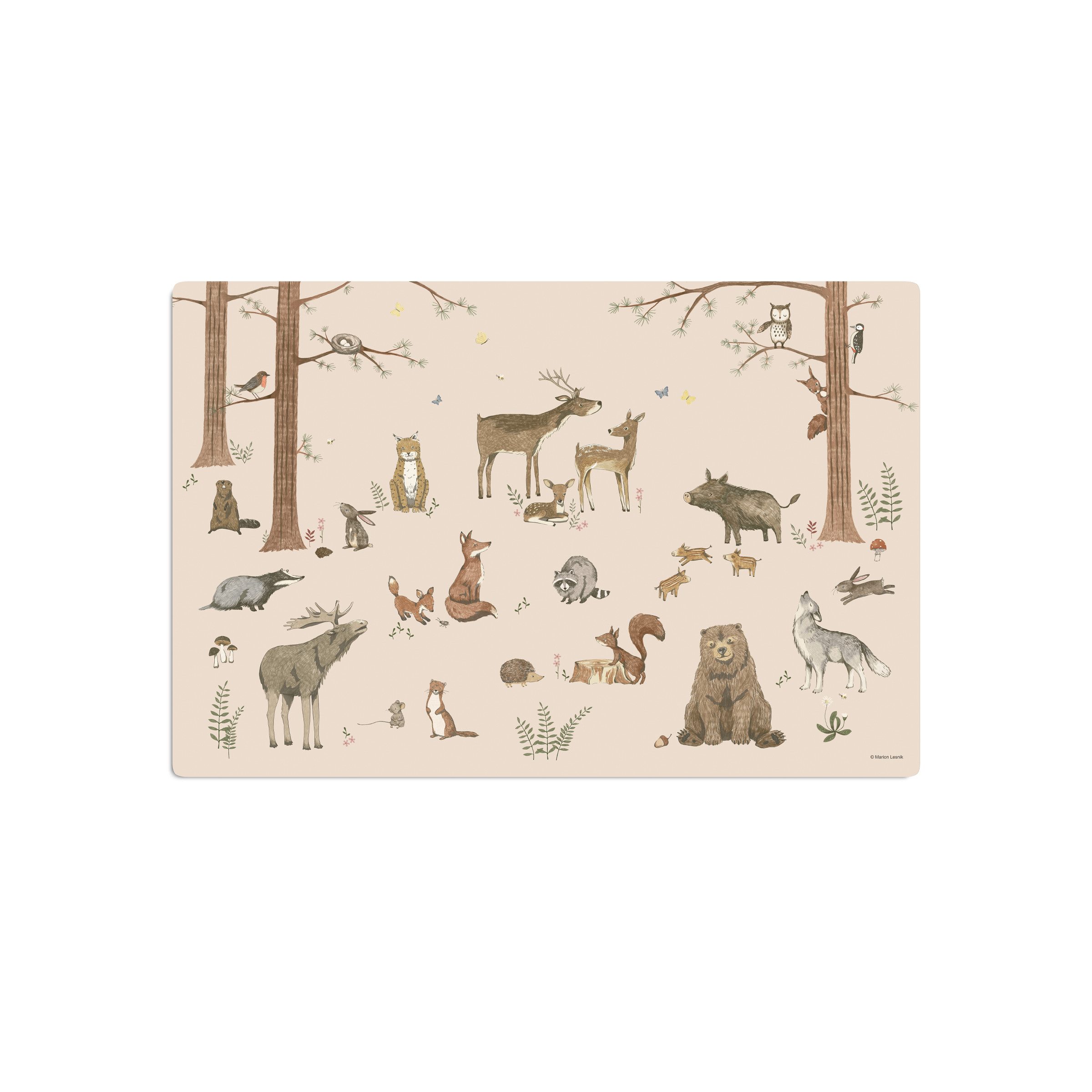 scriptum Schreibtischunterlage für Kinder – „Waldtiere rosa“ – 60 x 40 cm – aus Premium Vinyl, (1 tlg)