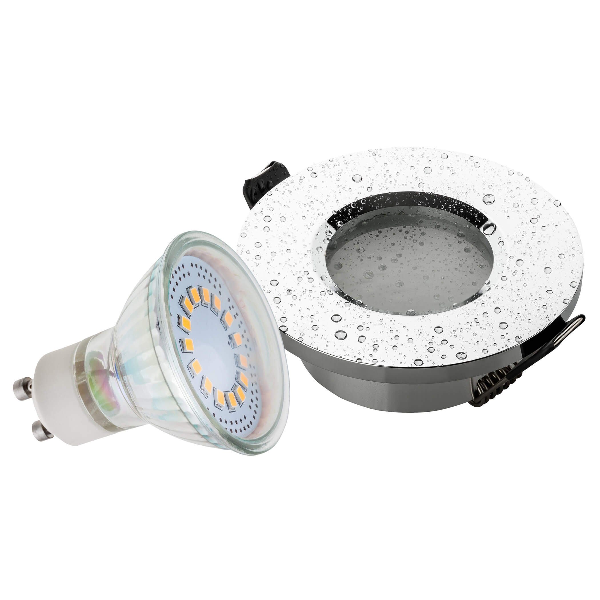 SEBSON Bad LED Einbaustrahler 3,5W, 65mm Einbaustrahler LED inkl. Lochdurchmesser GU10 IP44 Alu