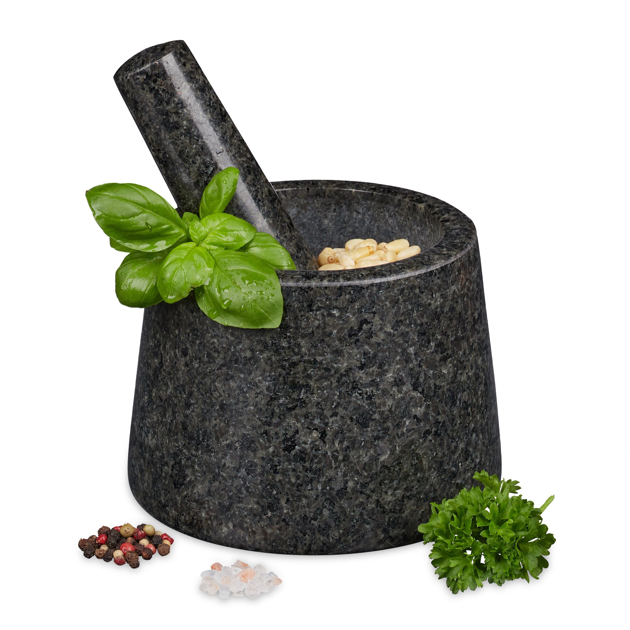 relaxdays Mörser Granitmörser mit Stößel für Pesto