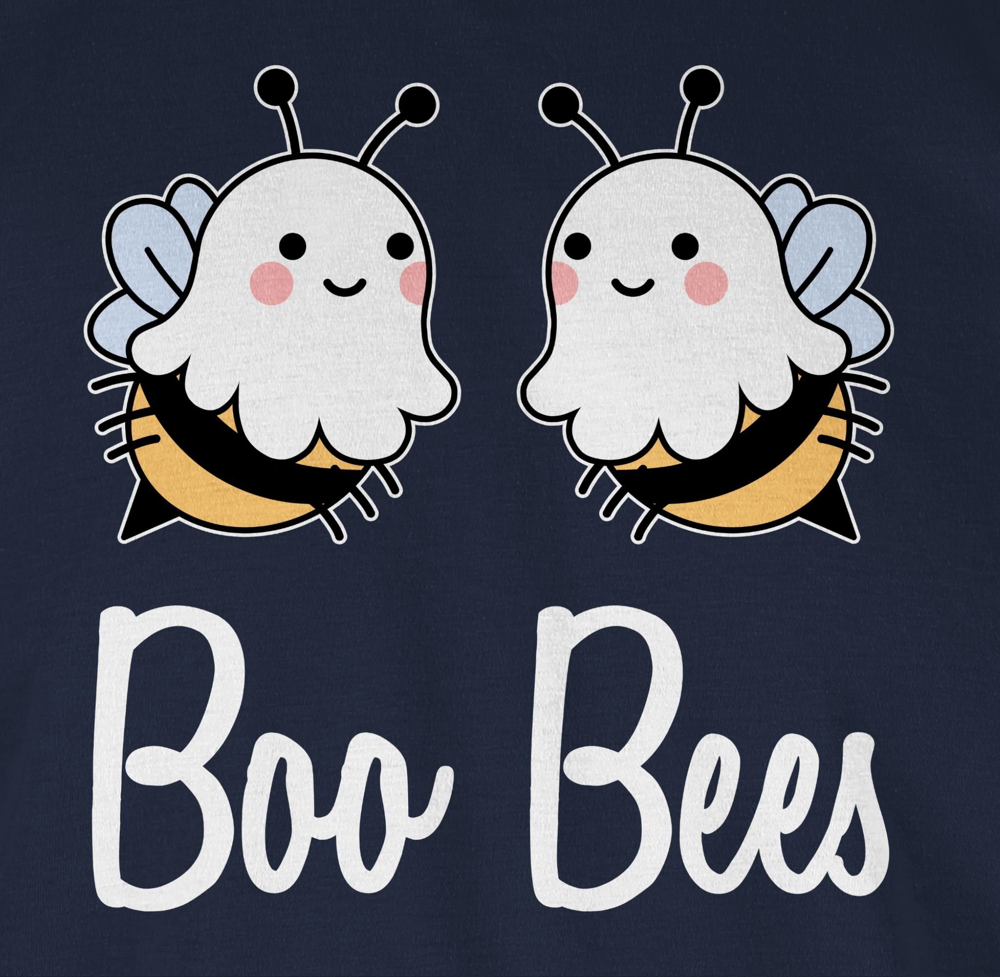 Boo Halloween T-Shirt Navy Kostüme Boobs Bees 2 Blau Herren Shirtracer