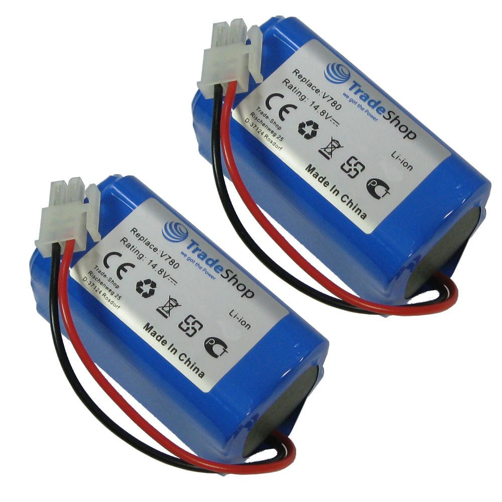 Trade-Shop 2x passend für Ecovacs 4ICR19/65 BL7402A INR18650-M26-4S1P Akku Li-Ion 2600 mAh (14,8 V)