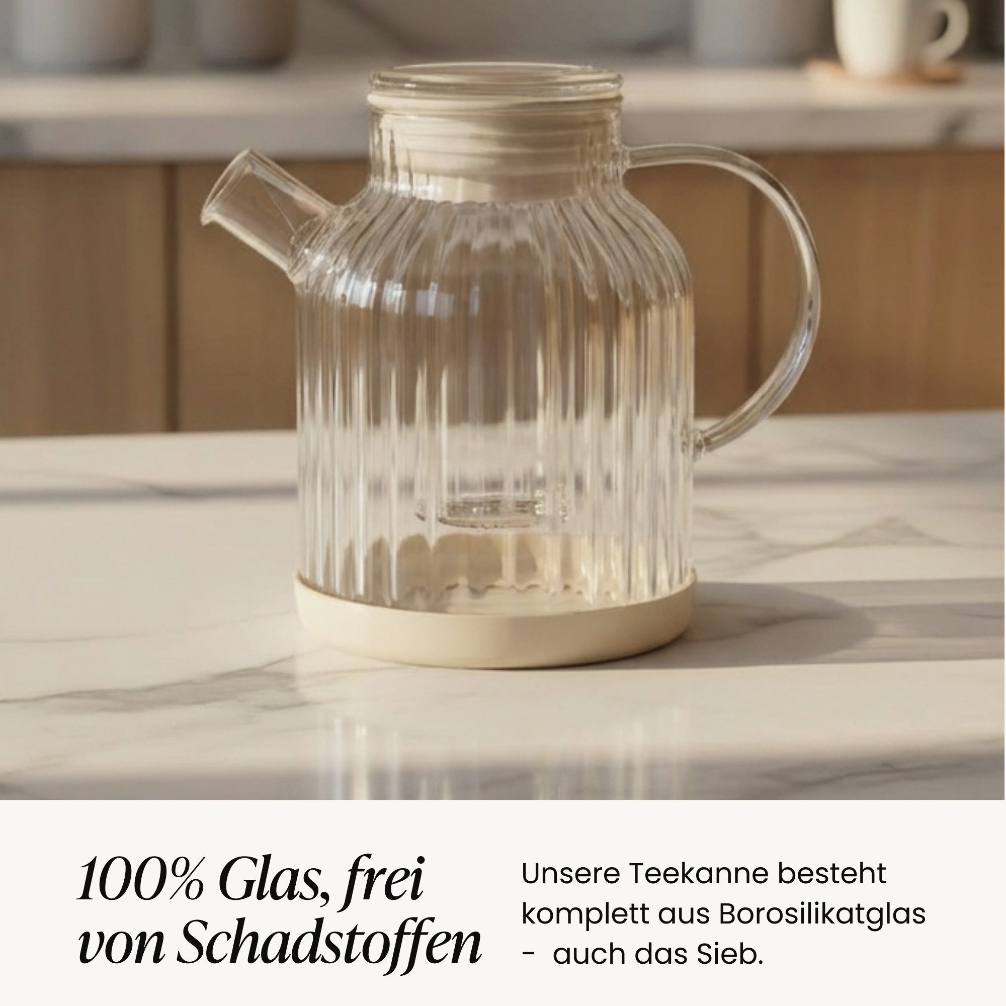Zoha Teekanne Glasteekanne mit Sieb 1,5 Liter - Hitzebeständiger Teebereiter, Premium Borosilikatglas mit Siebeinsatz – Bild 3 von 3
