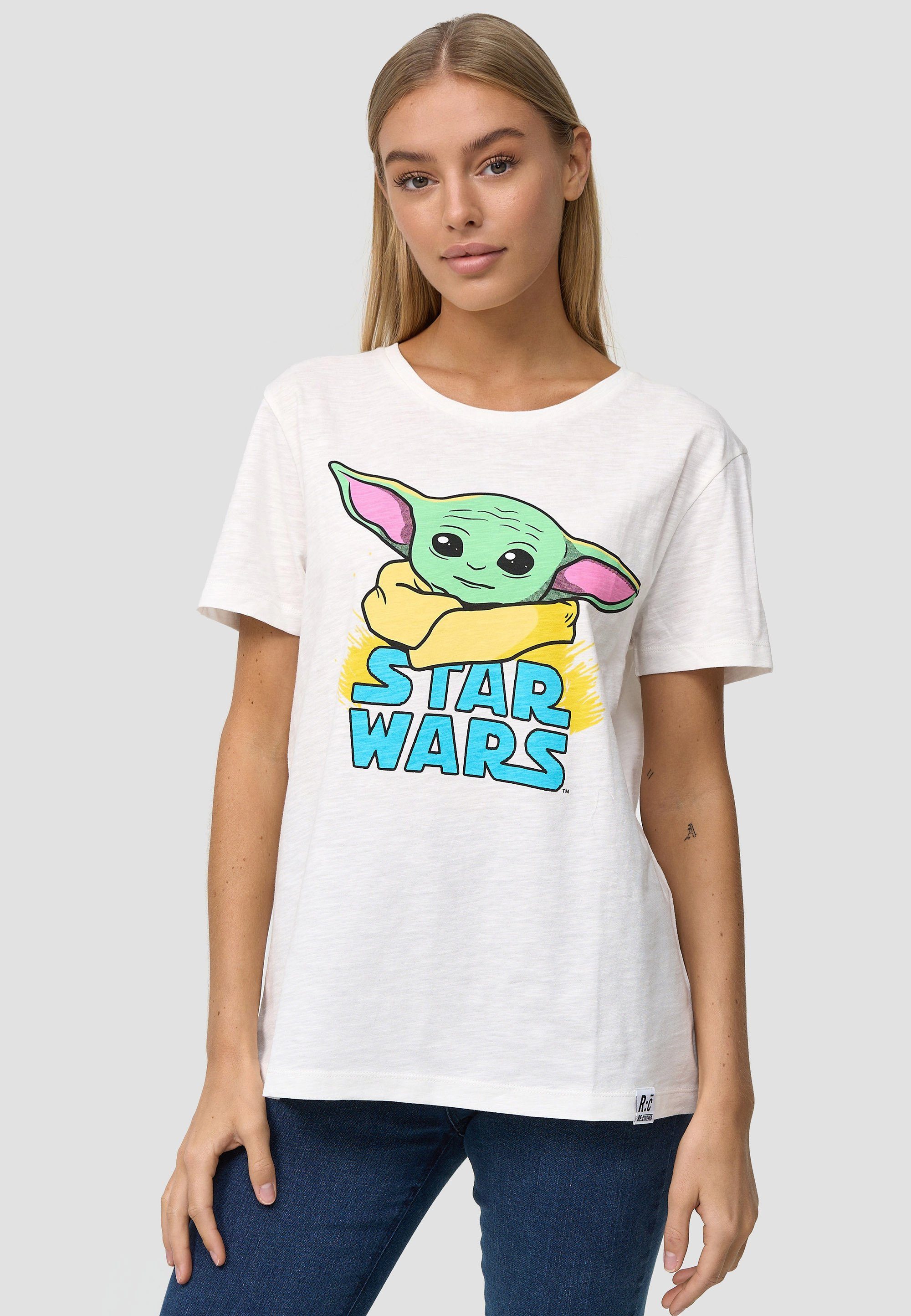 Recovered T-Shirt Star Wars The Mandalorian Child GOTS zertifizierte Bio-Baumwolle Weiß
