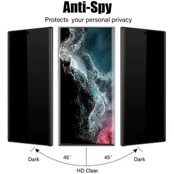 Protectorking Schutzfolie 1x Blickschutz 9H Panzerhartglas für Samsung Galaxy S22 Ultra Anti-Spi, (1-Stück), Displayschutz, Schutzglas ANTI-SPY PRIVACY BLICKSCHUTZ 9H Härte