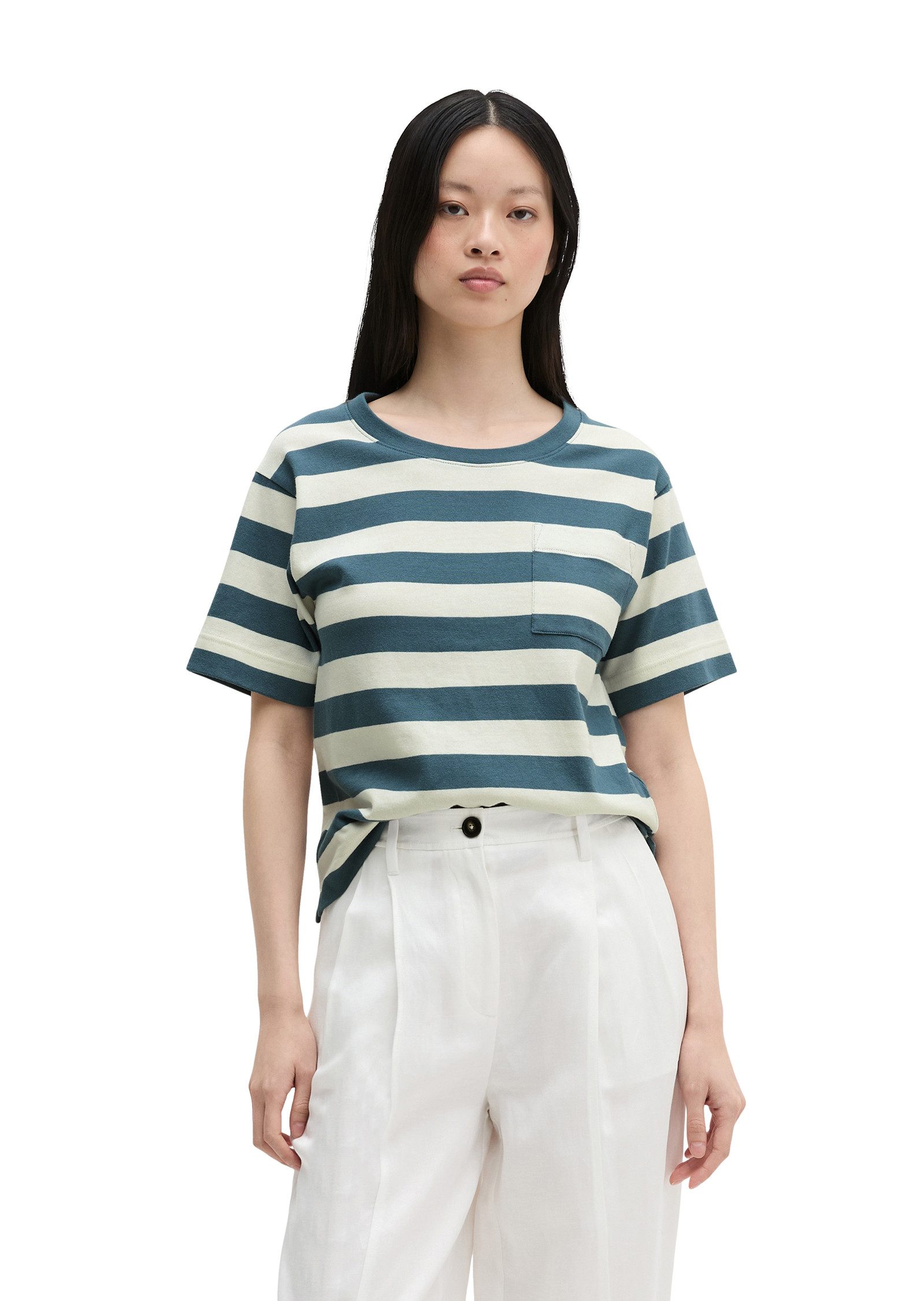 Marc O'Polo T-Shirt gestreift, loose aus weichem Single Jersey