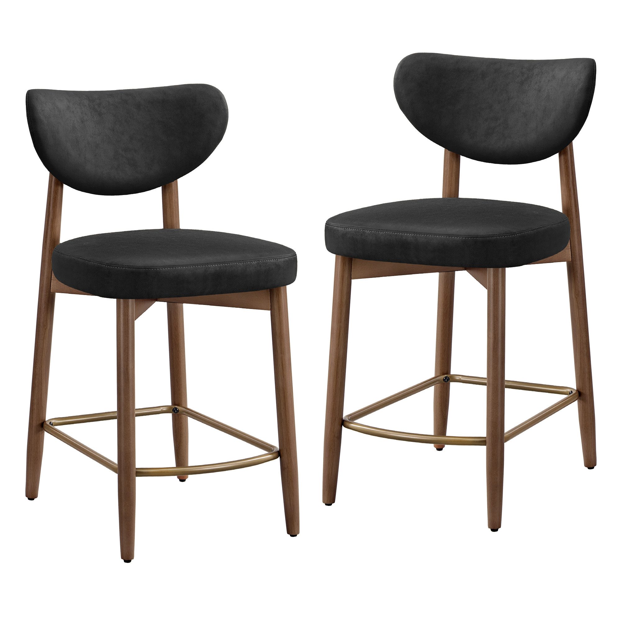 VASAGLE Barhocker Barstuhl, Polsterstuhl, Küchenstuhl, mit Massivholzbeinen (2 St., 2er), ergonomischer Rückenlehne, Mid-Century-Modern-Stil, 2er Set