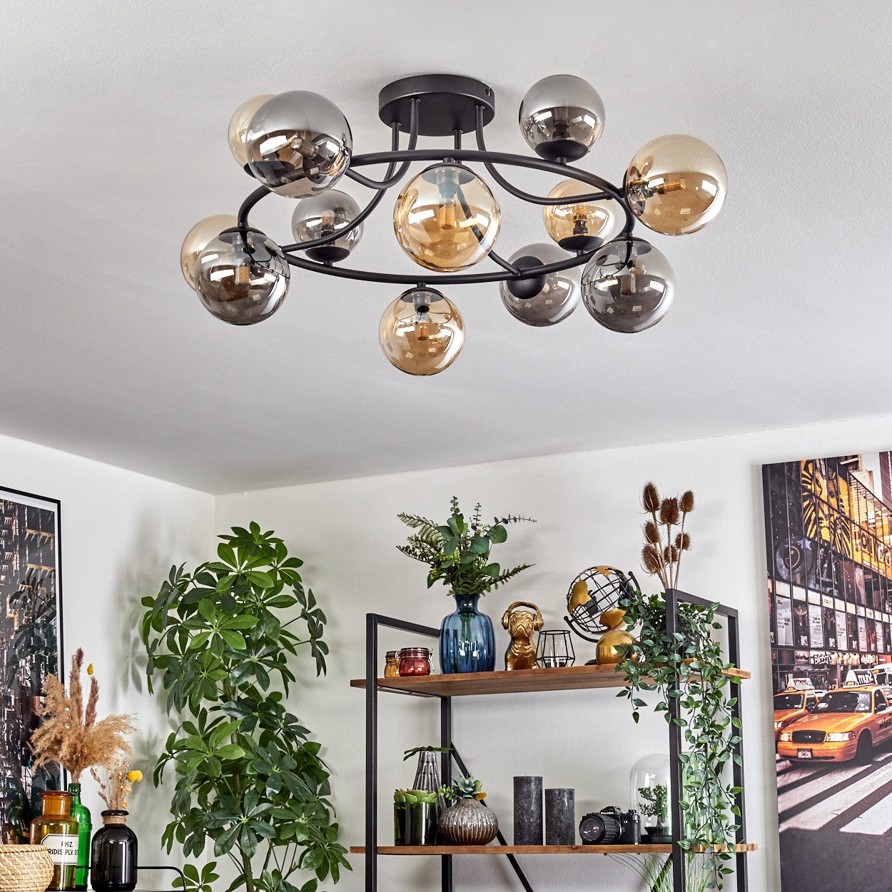 hofstein Deckenleuchte 12-flammige Deckenlampe aus Metall/Glas günstig online kaufen
