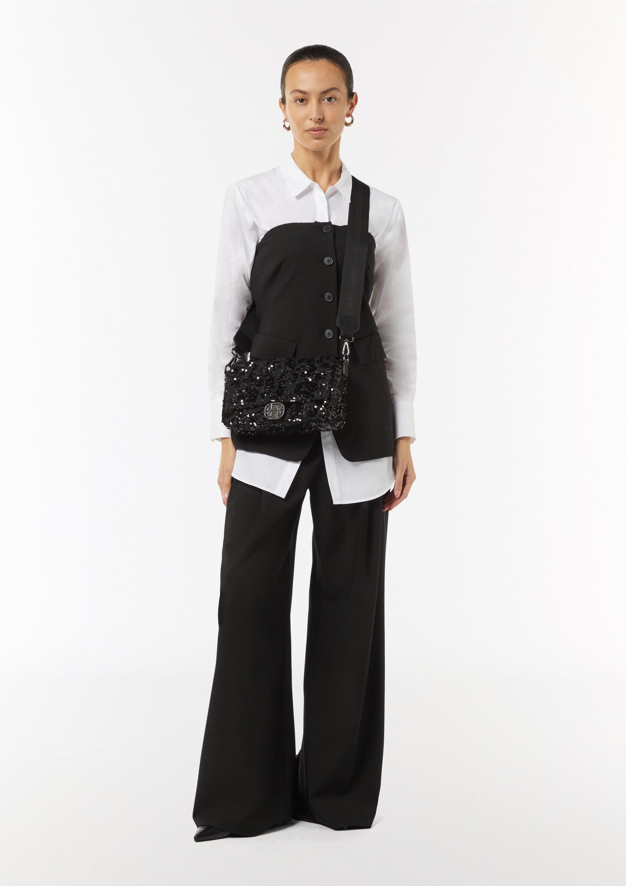 comma Umhängetasche Crossbody, Crossbody-Bag aus Rindsleder mit Pailletten
