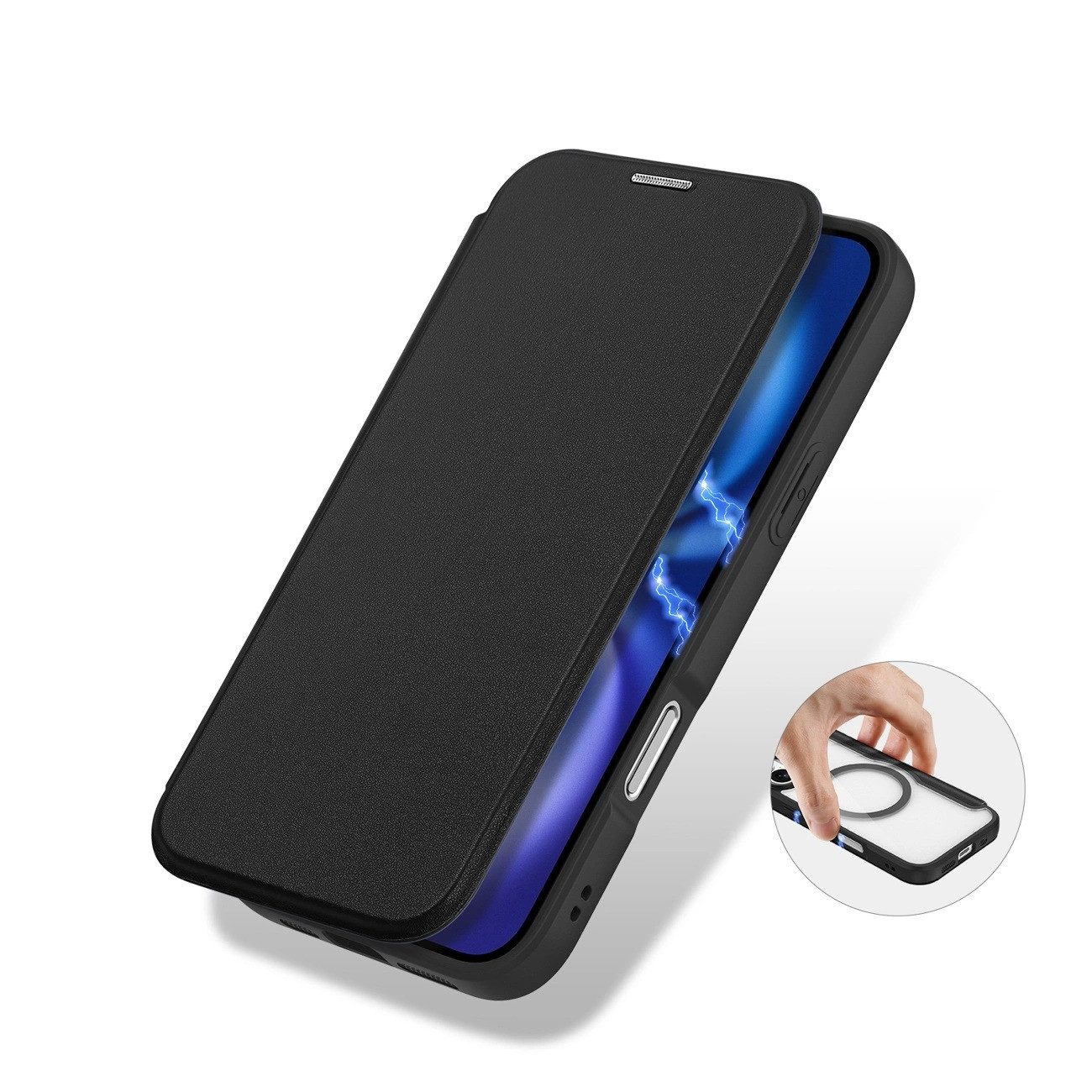 COFI 1453 Handyhülle Klapphülle mit Kartenfächern, RFID-Schutz & Magnetring