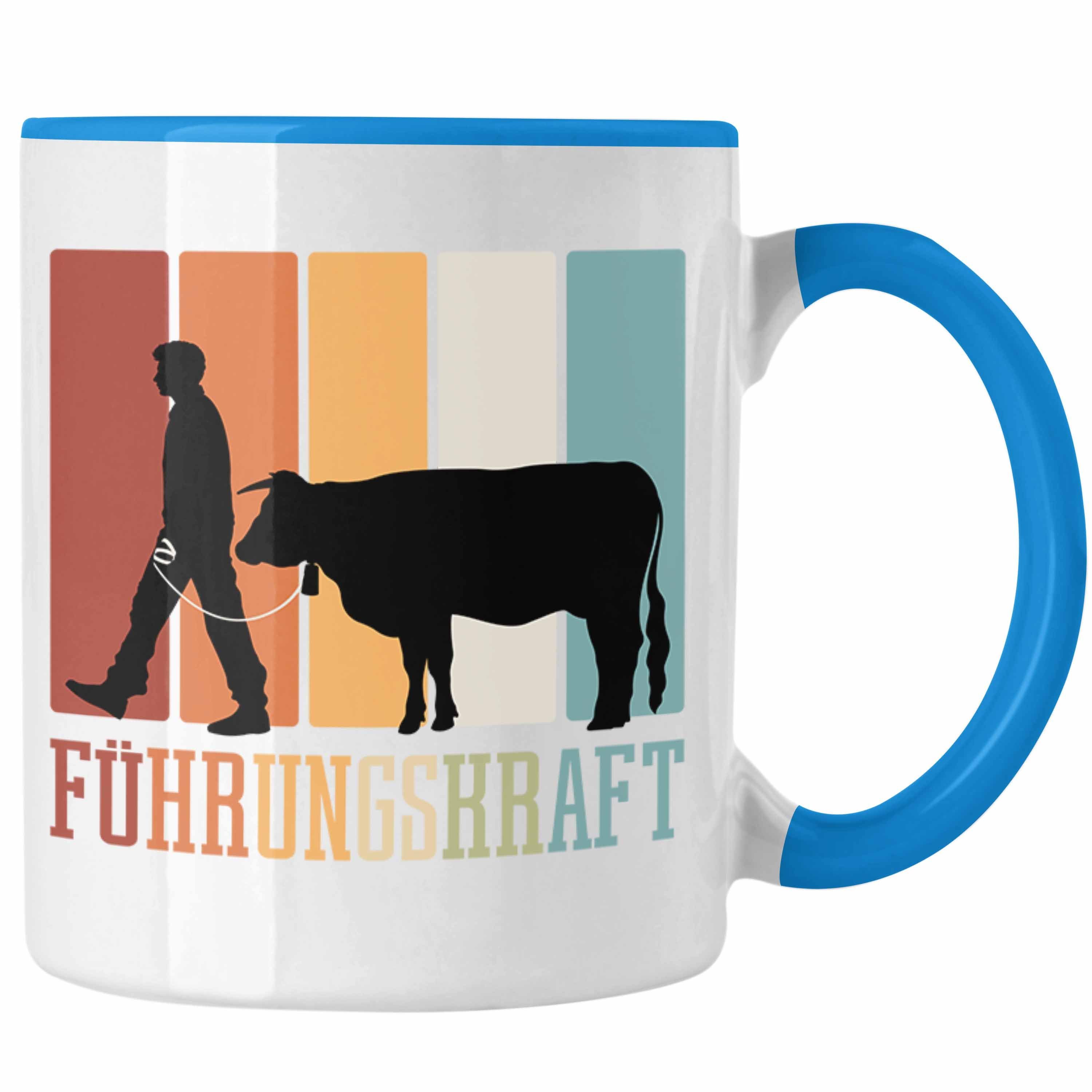 Trendation Landwirt Kaffee-Becher Blau Kuh Bauer Tasse für Tasse Führungskraft Tasse Bauern