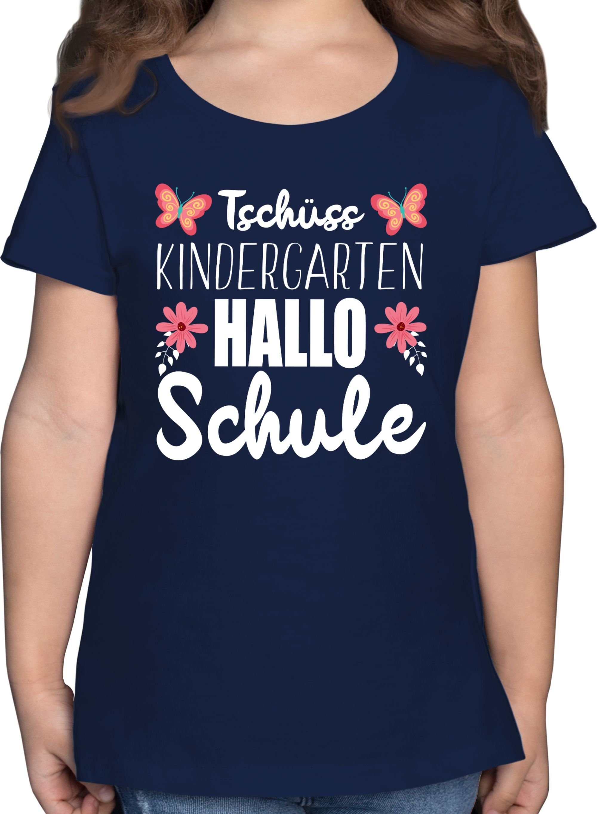 Shirtracer T-Shirt Tschüss Kindergarten Hallo Schule Einschulung Mädchen
