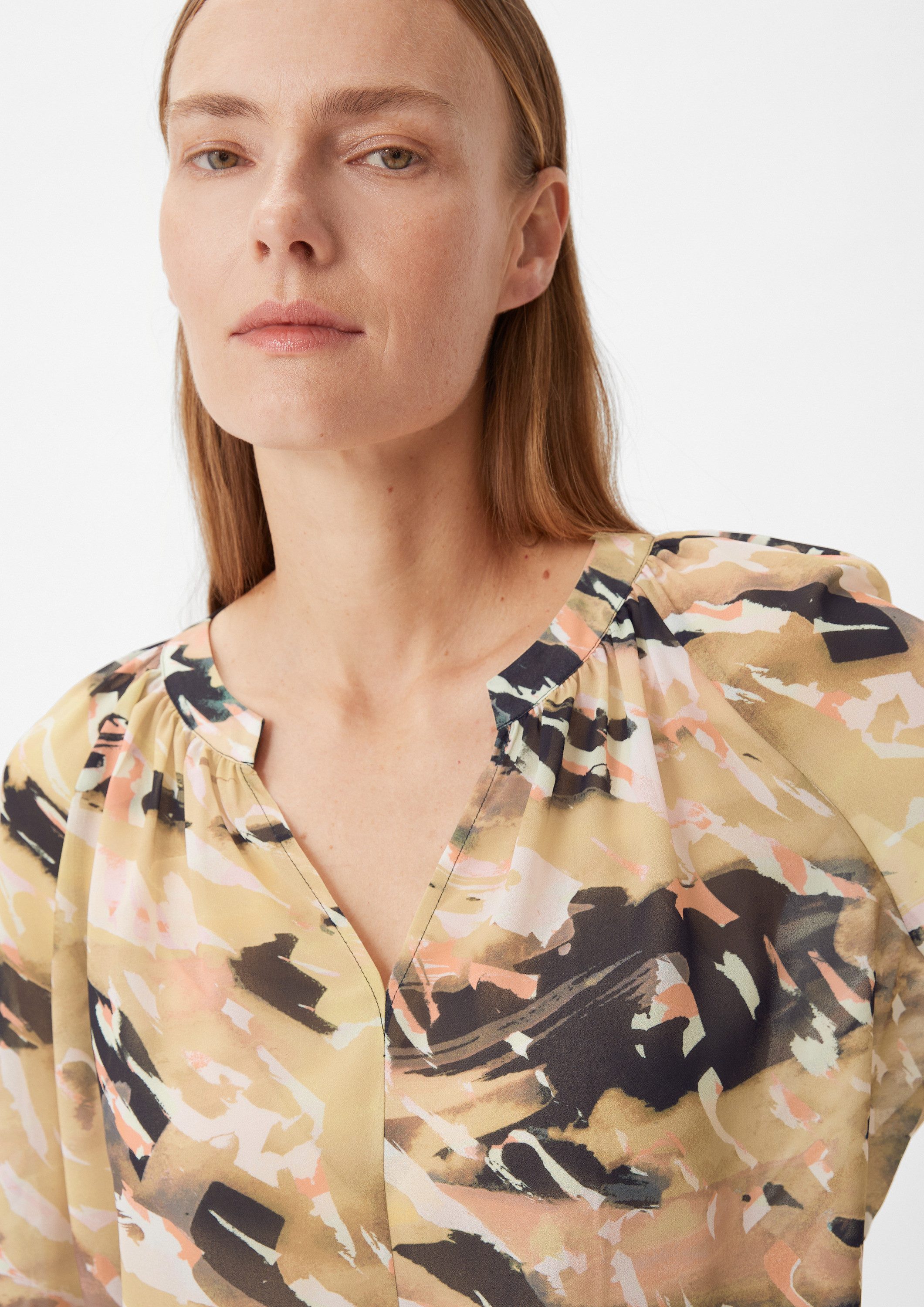 comma Langarmbluse Bluse Tunikabluse aus Chiffon