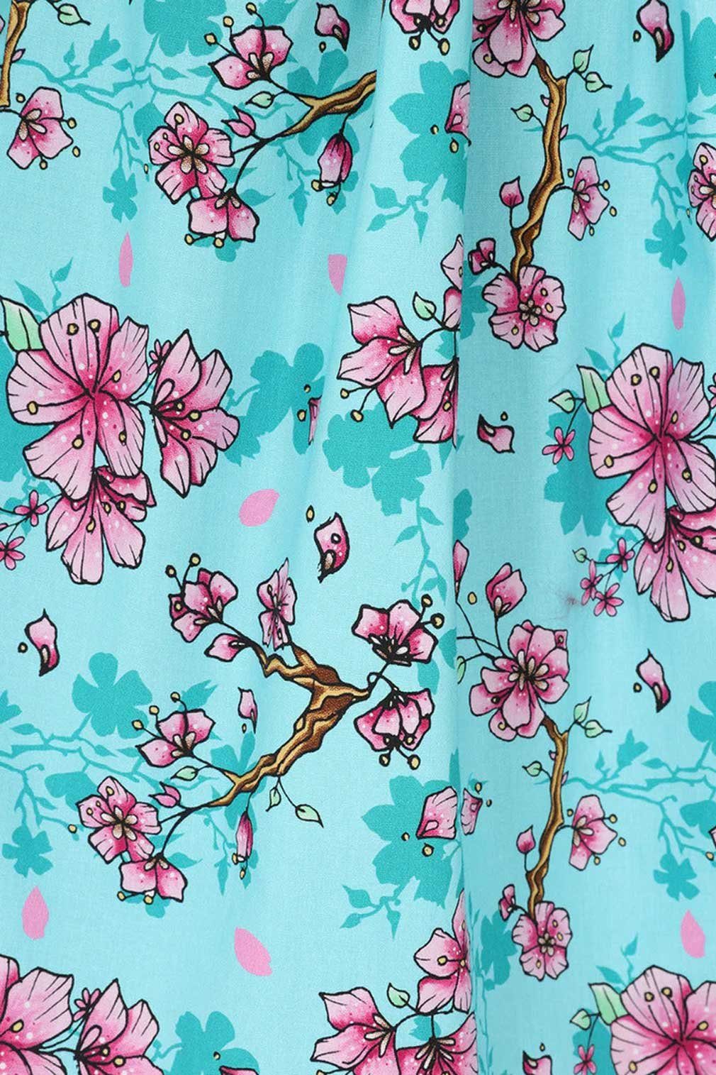 Hell Bunny A-Linien-Rock Louella Kirschblüten Retro Vintage Swing Skirt