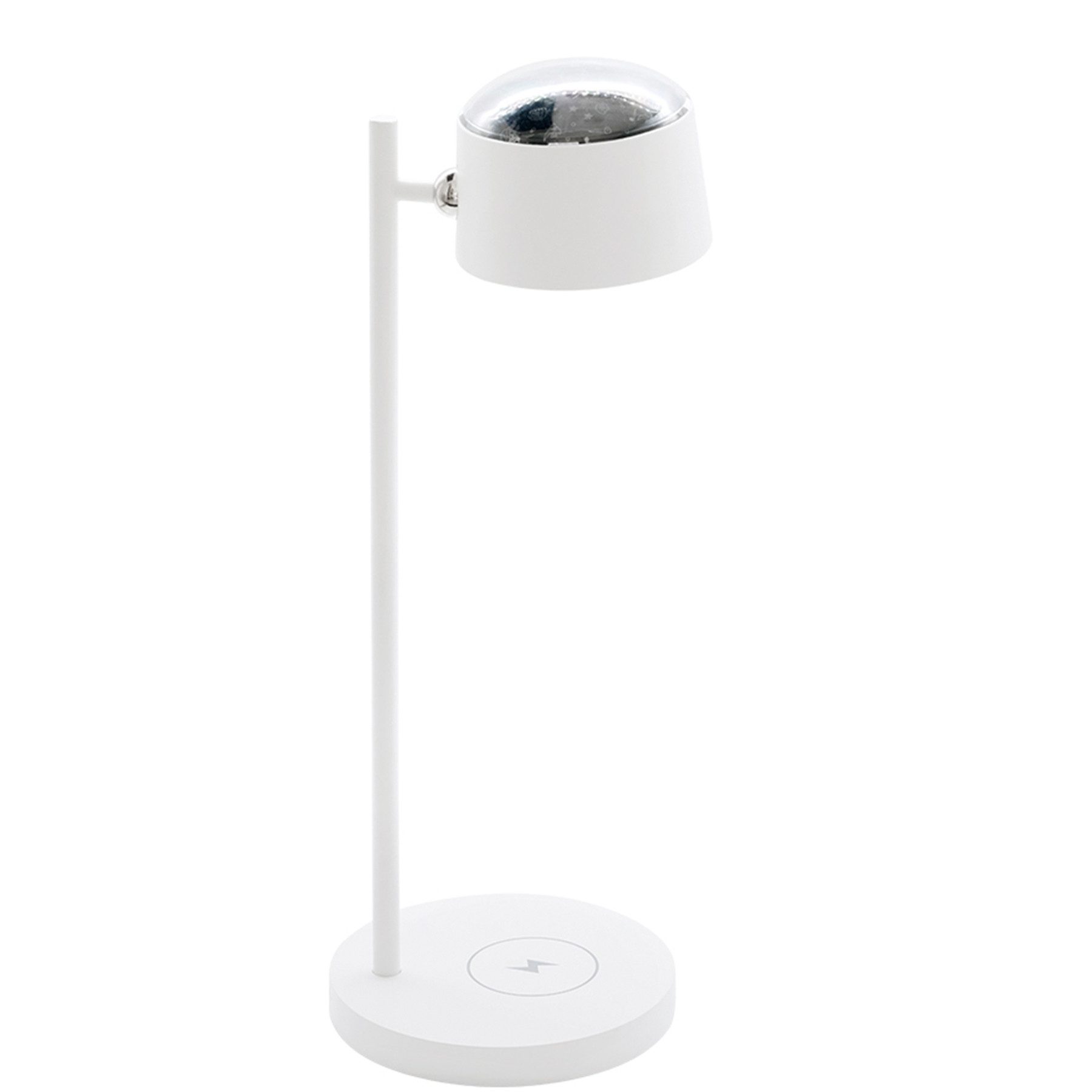 Senmudi LED Schreibtischlampe schreibtischlampe,LED tischleuchte kinder mit 3 helligkeitsstufen, LED fest integriert, Kaltweiß, Dreifarbige RGB-Lampe, Dreifarbige Projektion, touch-steuerung, flexibel einstellbar, funktion zum kabellosen laden des handys, für Lesen Büro